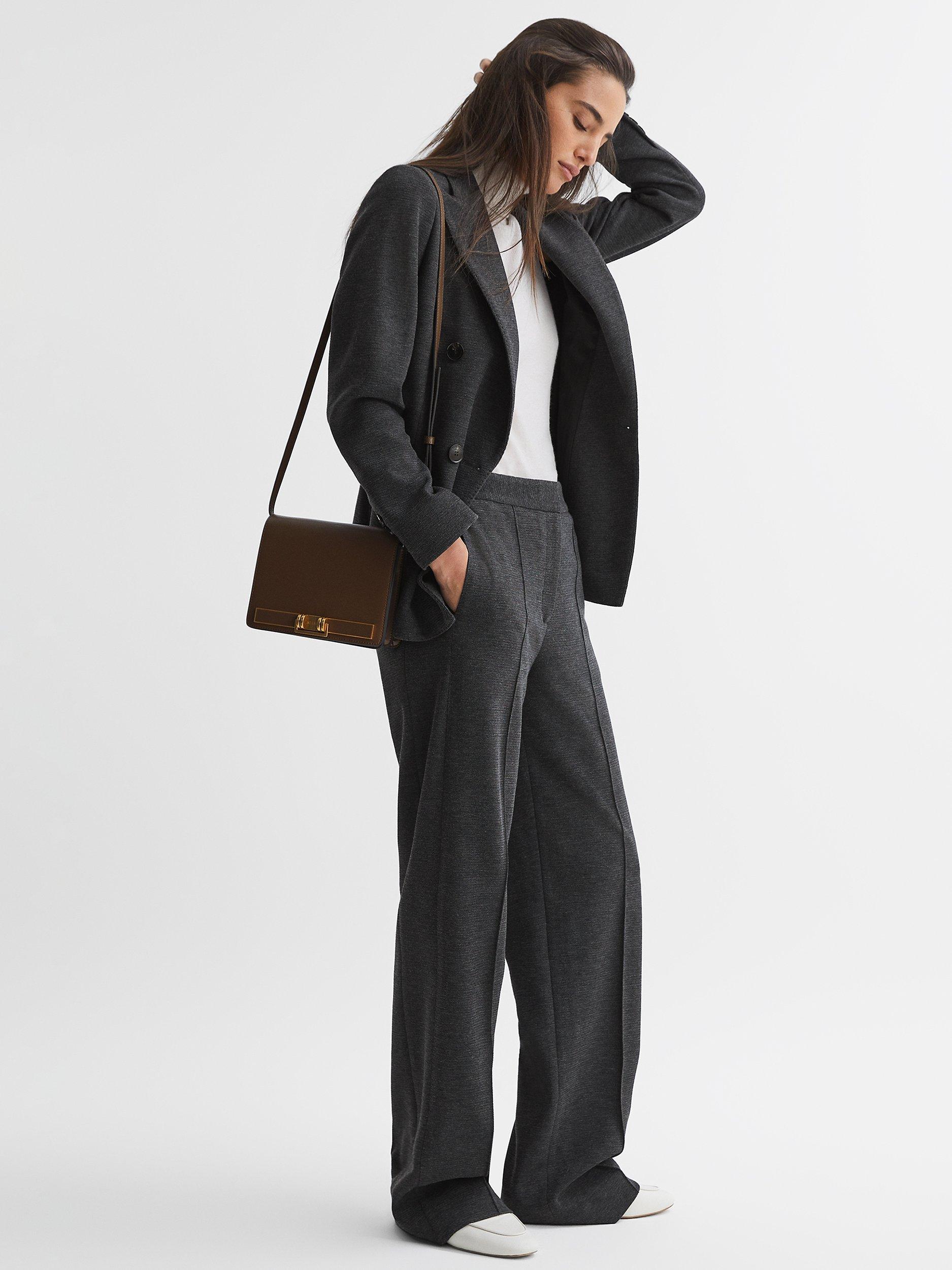 Reiss Iria Petite Double Breasted Blazer, Grey Melange
