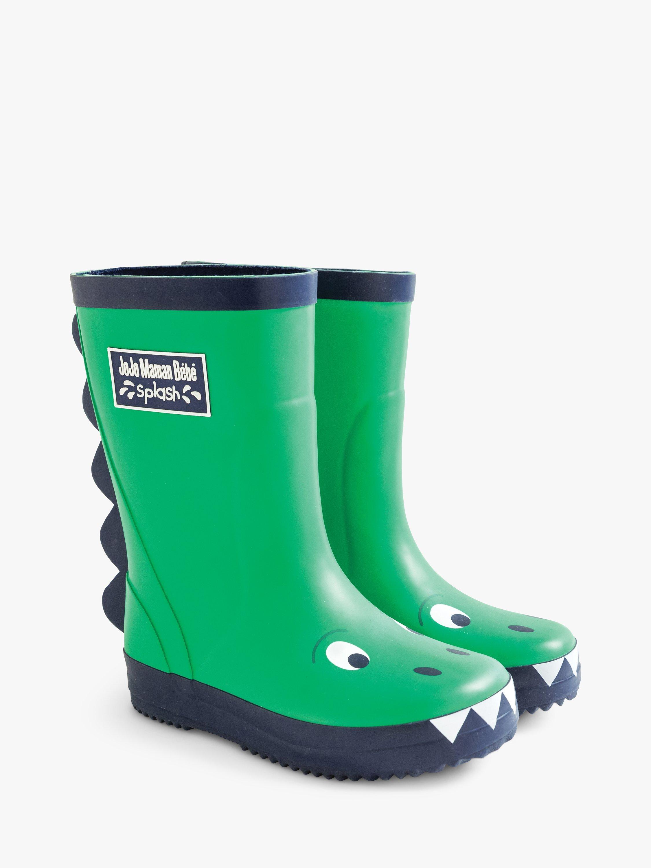 Product image 3 of 4, which shows JoJo Maman Bébé Kids' Dino Wellington Boots, Green, 4 Jnr