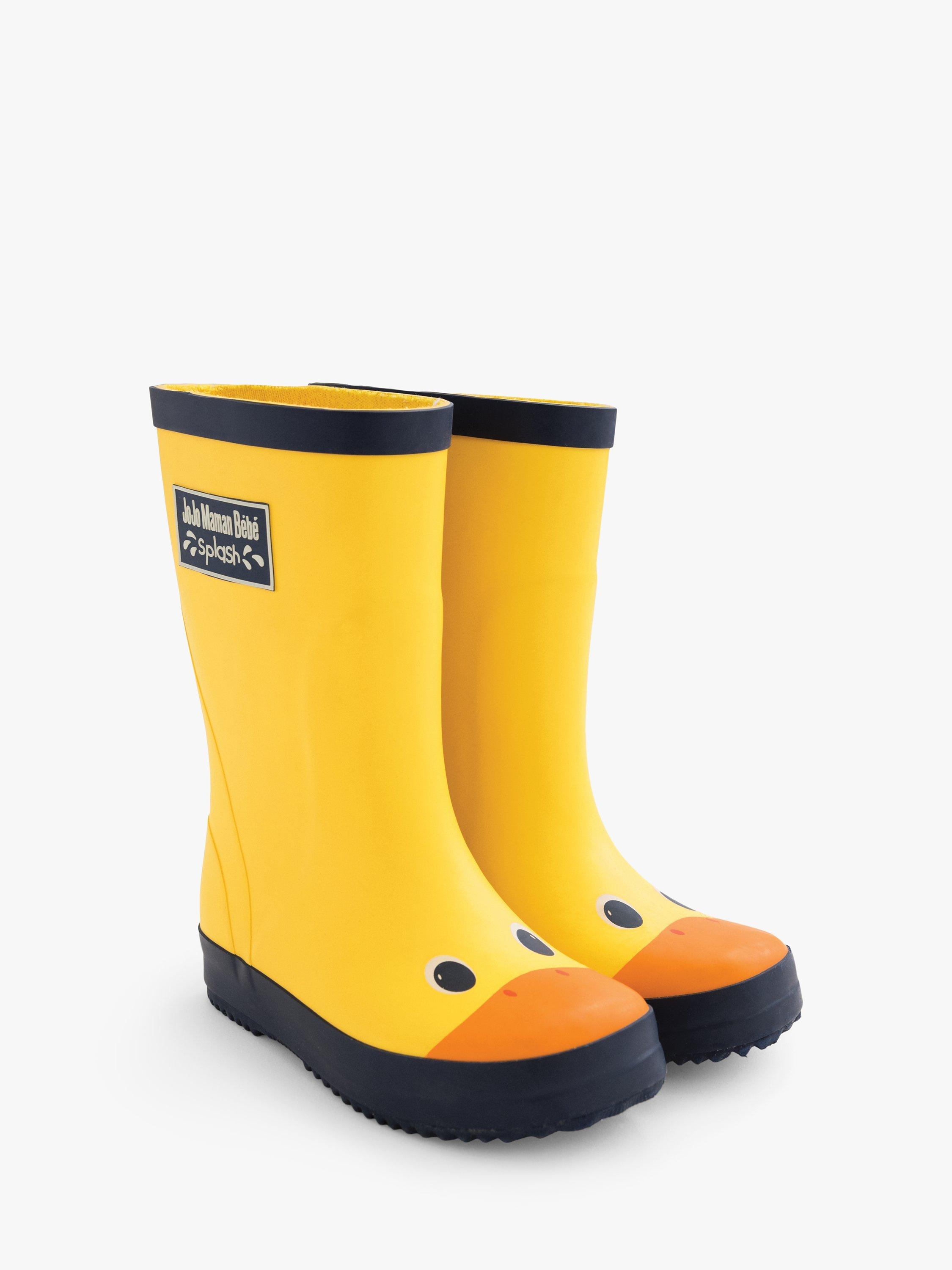Product image 1 of 1, which shows JoJo Maman Bébé Kids' Duck Wellington Boots, Yellow, 9 Jnr