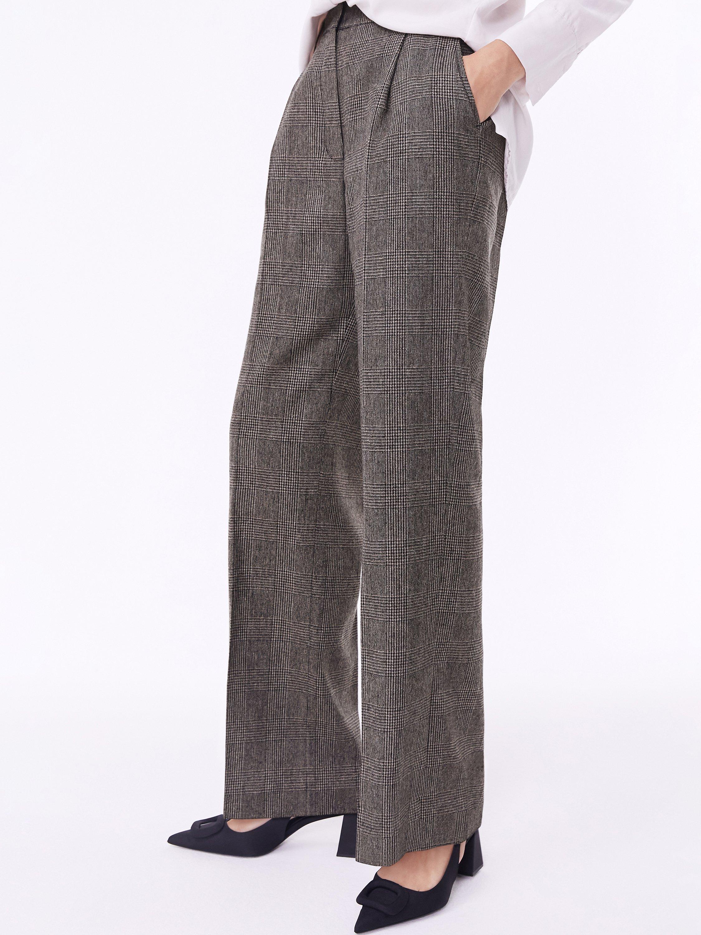 Baukjen Victoria Wool Blend Wide Leg Trousers, Brown/Multi