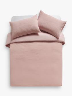 John Lewis Cotton Seersucker Duvet Cover Set, Pink