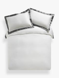 John Lewis Landon Silk Border Single Duvet Cover, White
