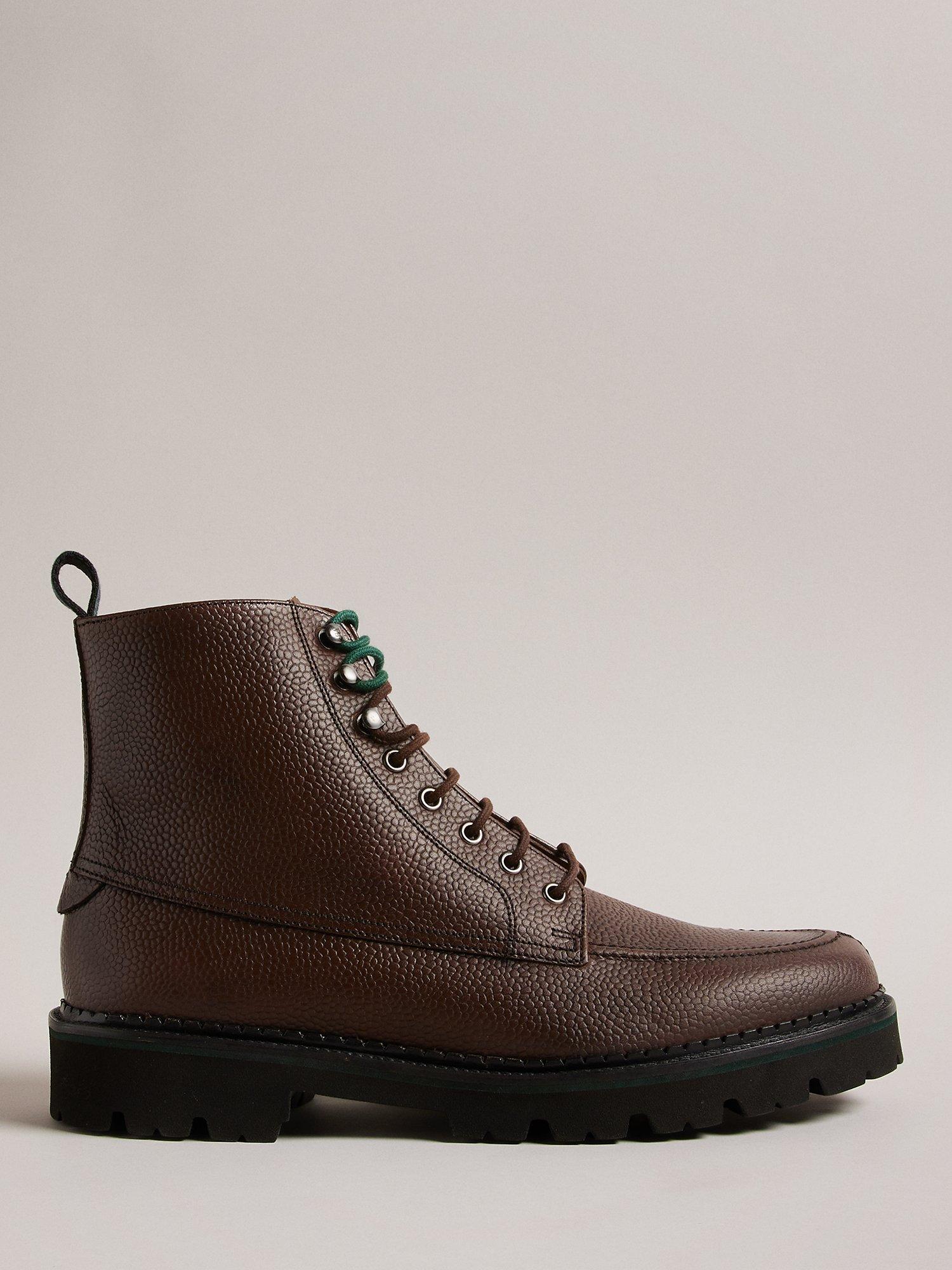 Ted Baker Zigmond Scotch Grain Leather Lace Up Boots, Mid Brown