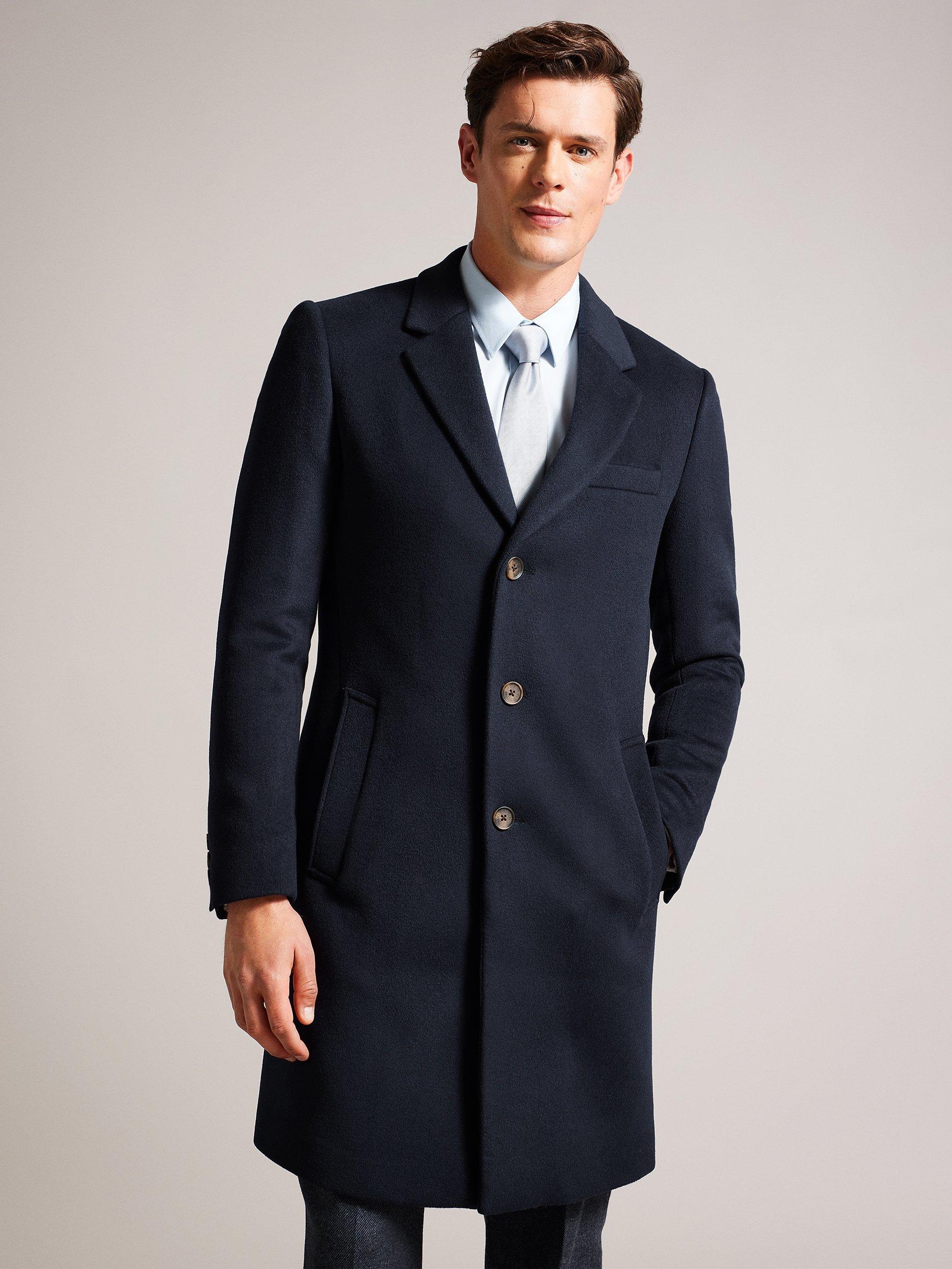 Ted Baker Rueby Wool Blend City Coat, Blue Navy