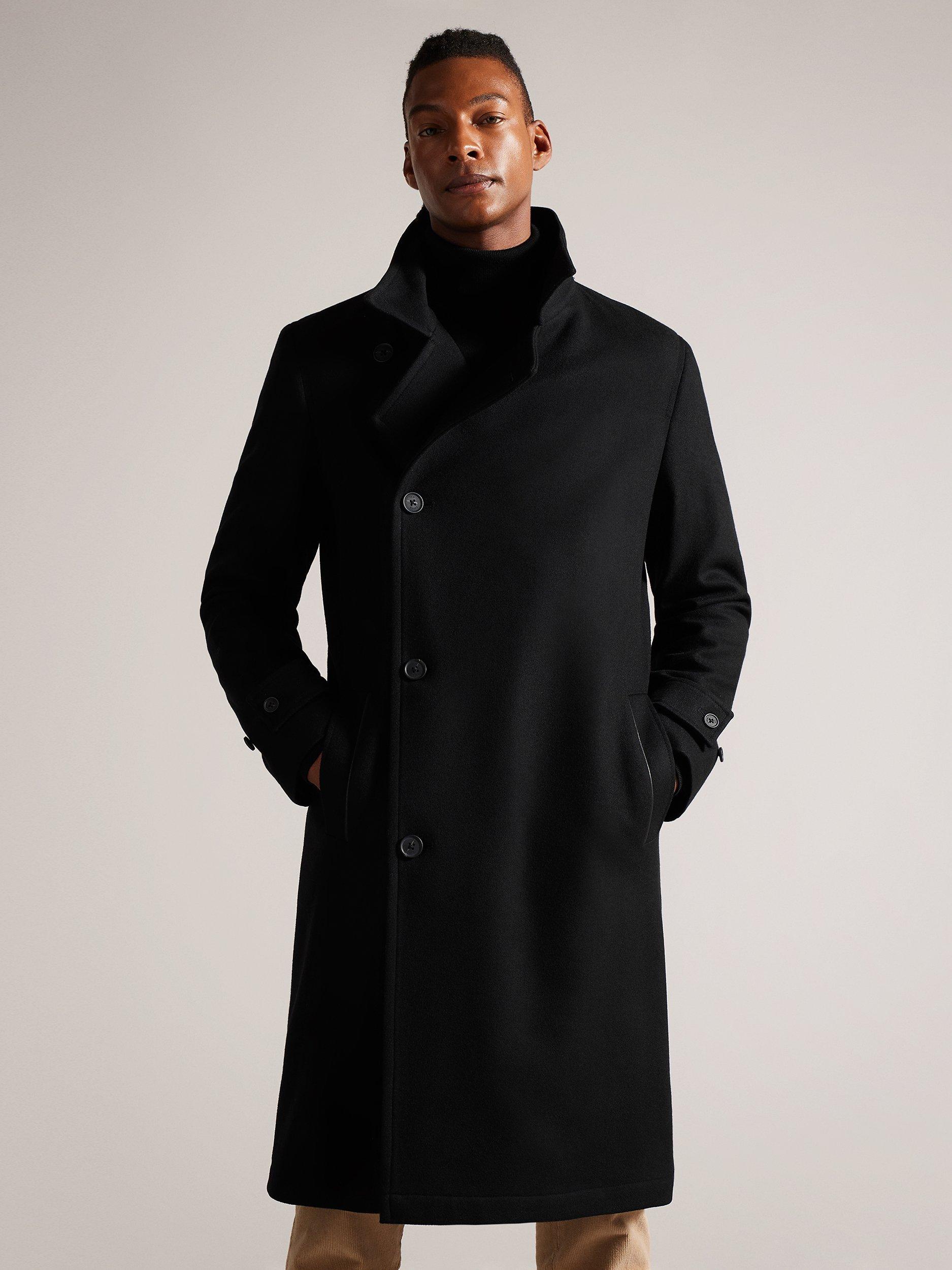 Ted Baker Radford Wool Blend Wrap Funnel Coat, Black