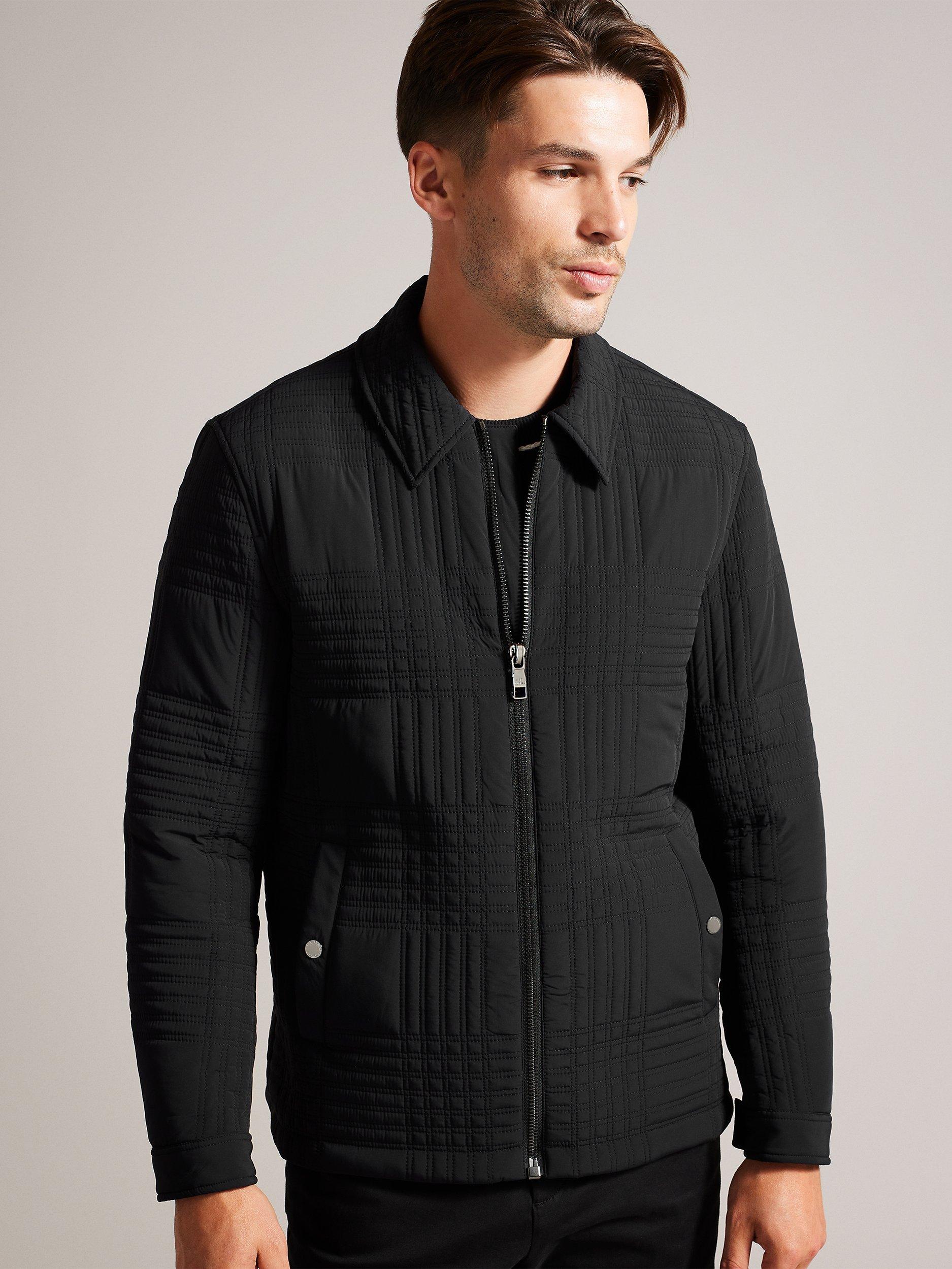 Ted Baker Quilted Harrington Collar Jacket, Black