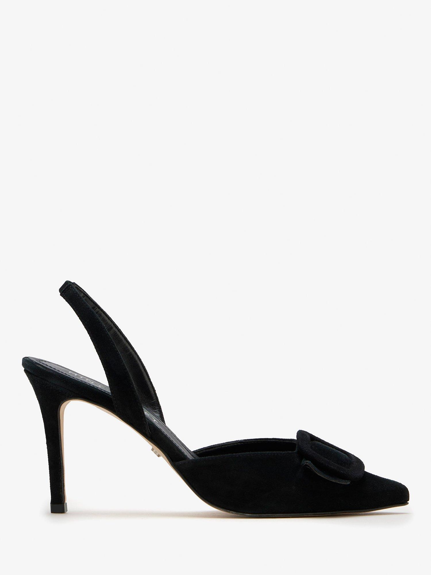 Mint Velvet Suede Buckle Detail Slingbacks, Black