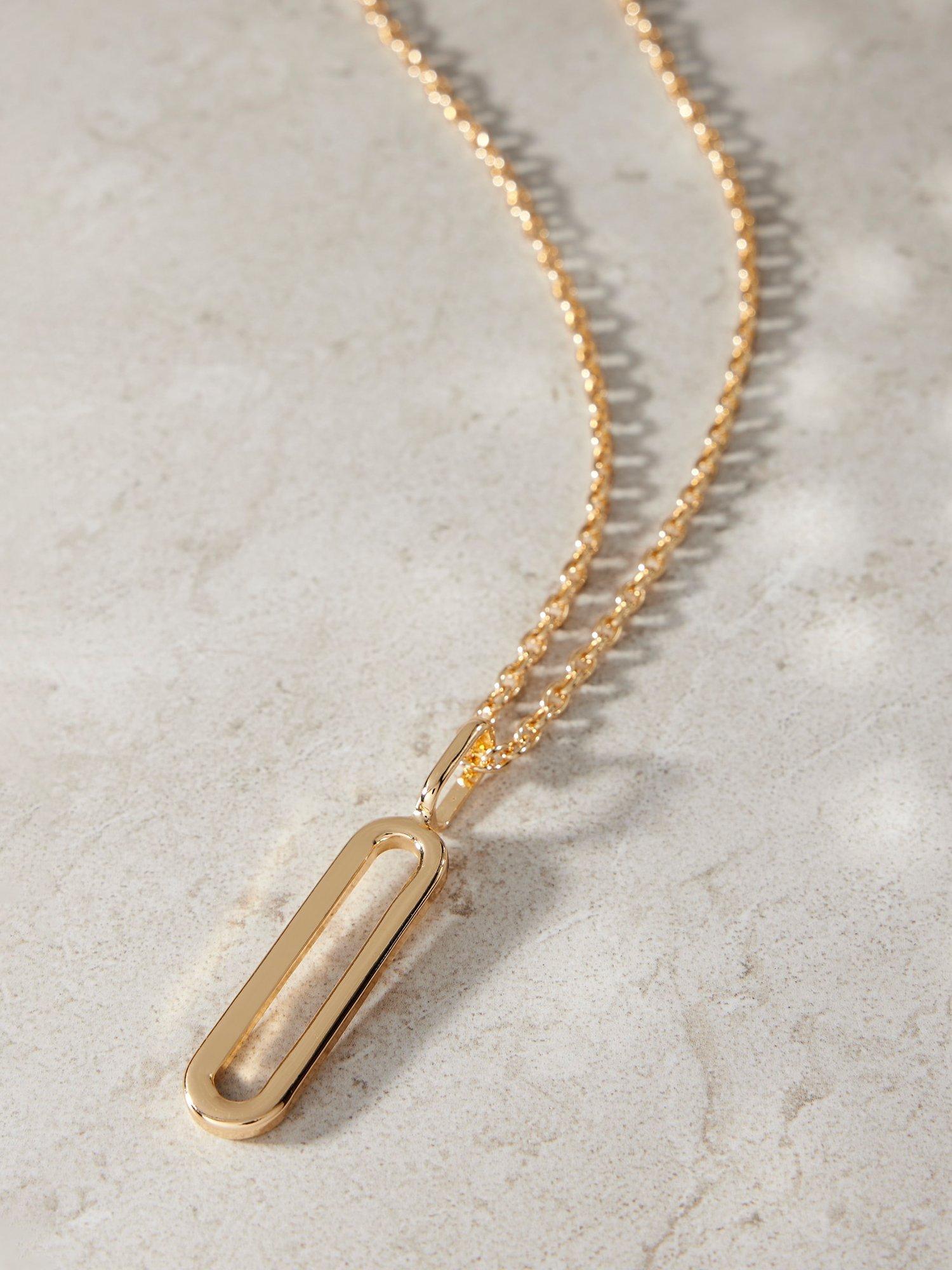 Mint Velvet Long Oval Pendant Necklace, Gold, One Size