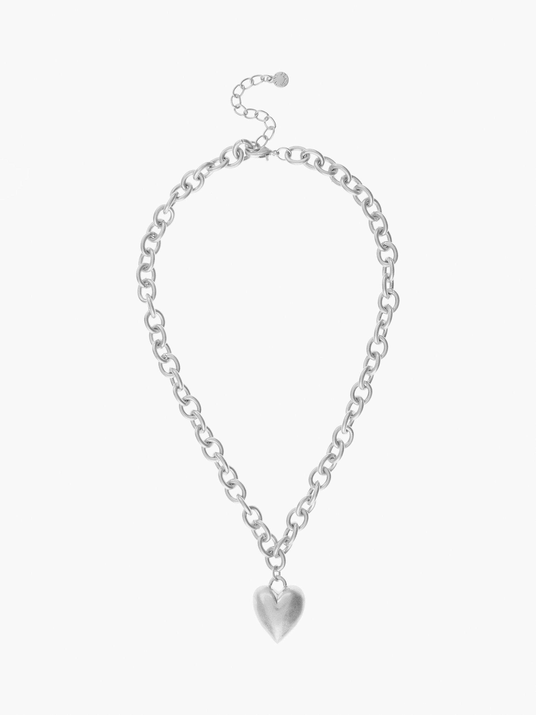 Product image 3 of 3, which shows Mint Velvet Heart Pendant Link Necklace, Silver, One Size