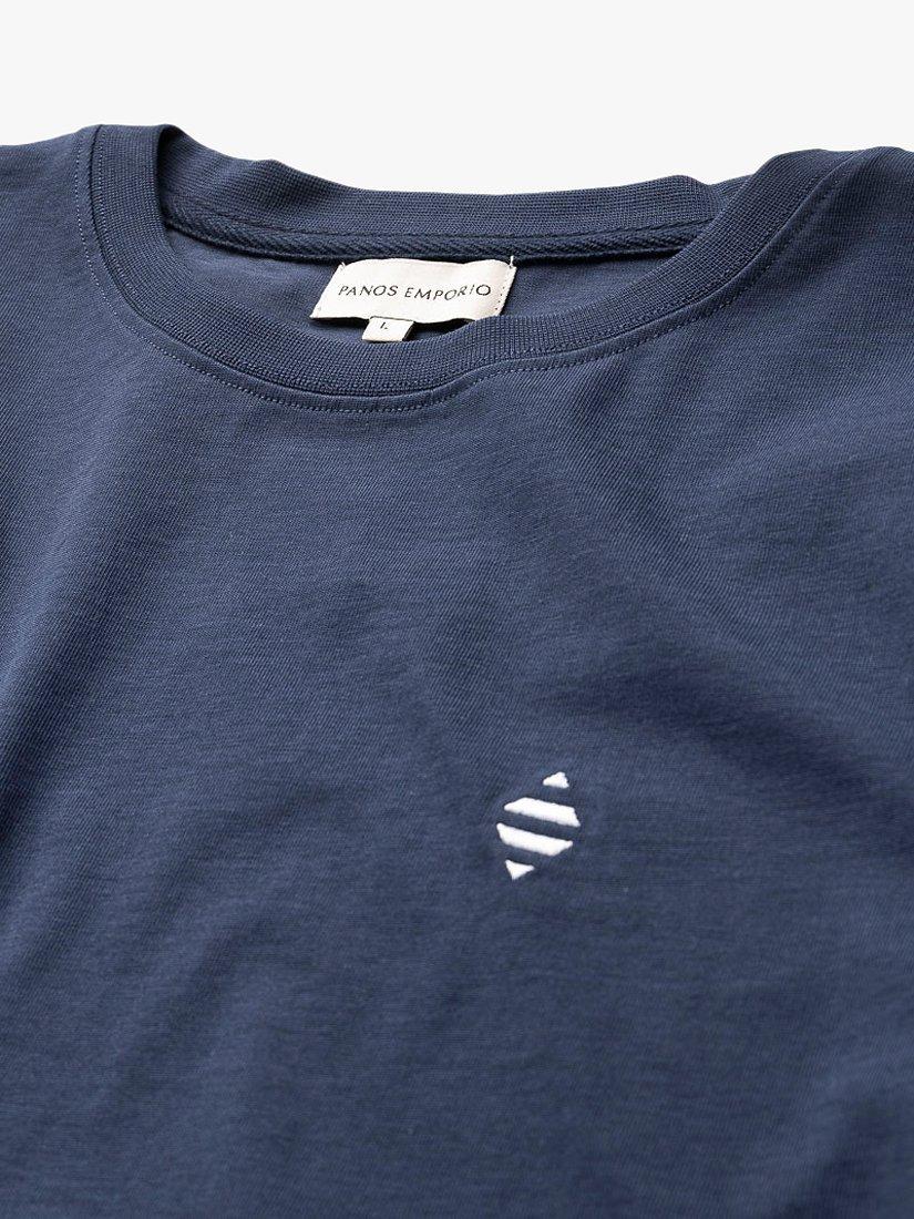 Product image 4 of 6, which shows Panos Emporio Element Organic Cotton T-Shirt, Navy, S