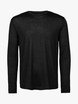 Panos Emporio Merino Wool Blend Biodegradable Long Sleeve Top, Black - view 2, Black