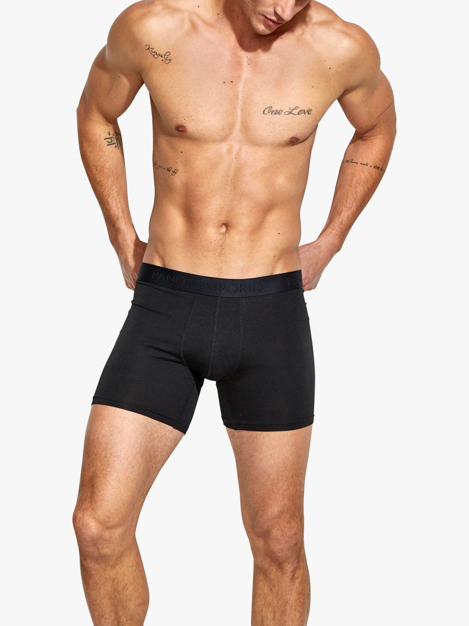 Product image 1 of 6, which shows Panos Emporio Eco Bamboo and Organic Cotton Blend Trunks, Pack of 5, Black, S