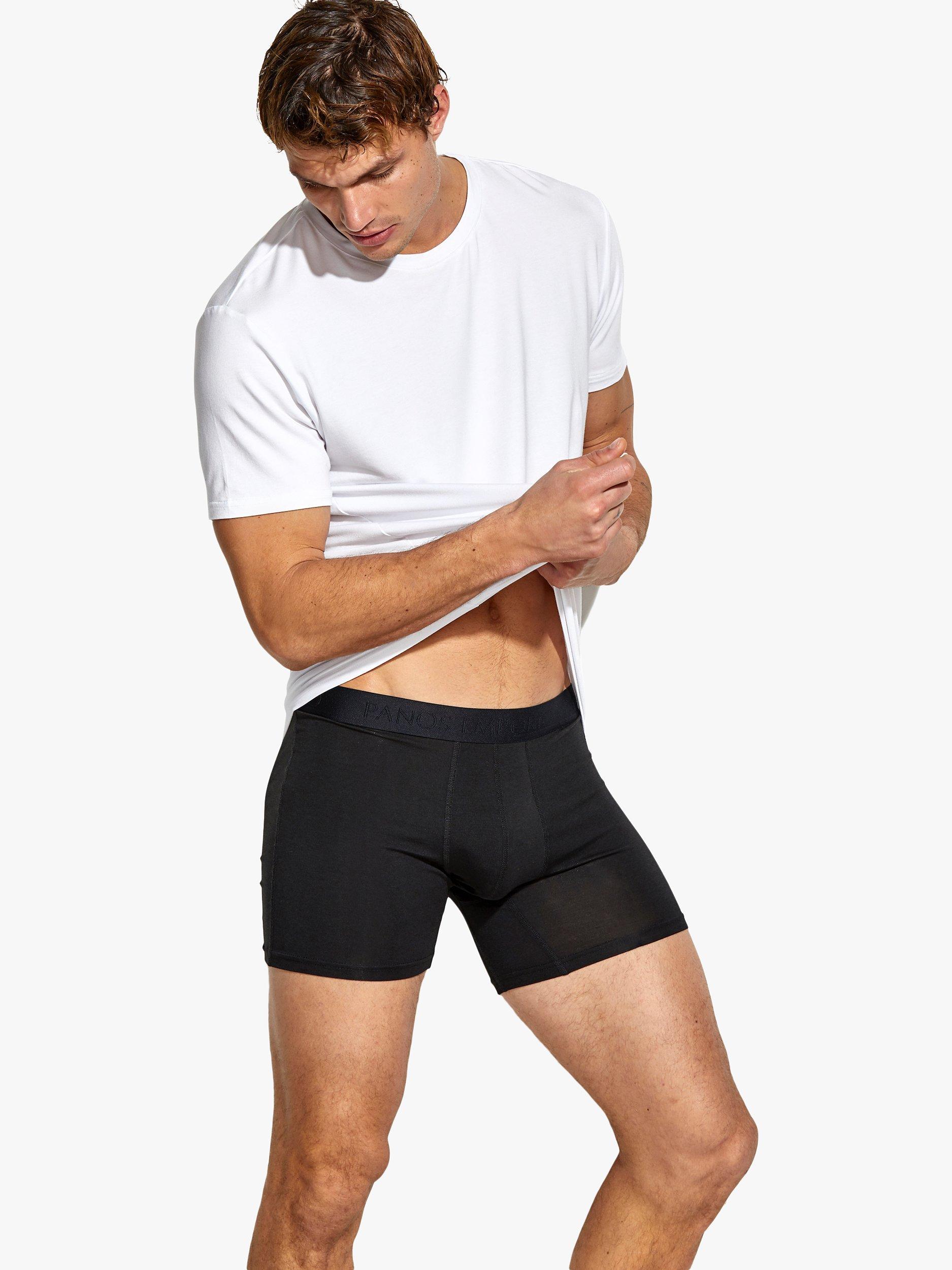 Product image 3 of 6, which shows Panos Emporio Eco Bamboo and Organic Cotton Blend Trunks, Pack of 5, Black, S