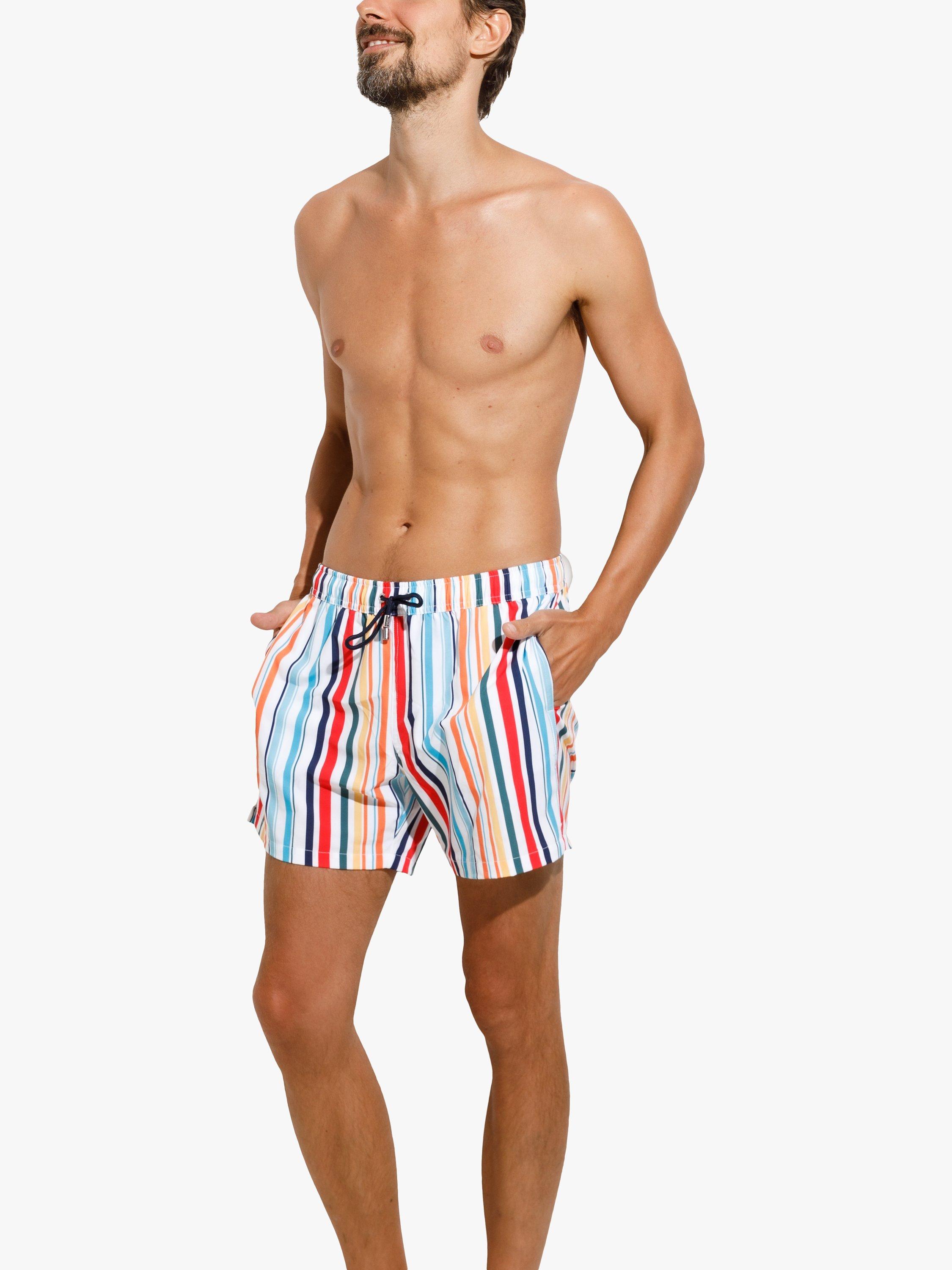 Product image 2 of 7, which shows Panos Emporio Classic Beach Stripe Swim Shorts, Multi, S