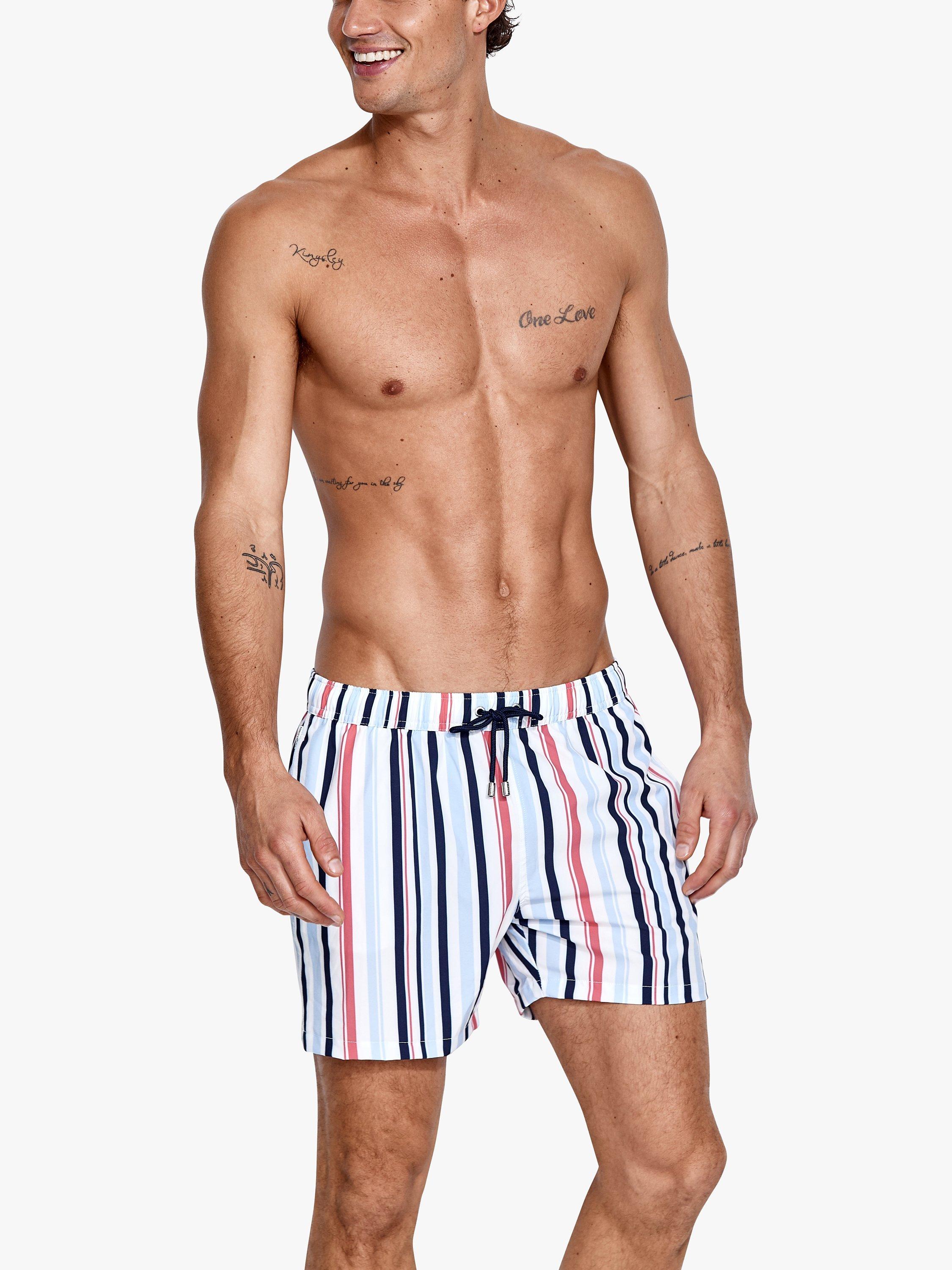 Panos Emporio Classic Beach Stripe Swim Shorts Blue Multi