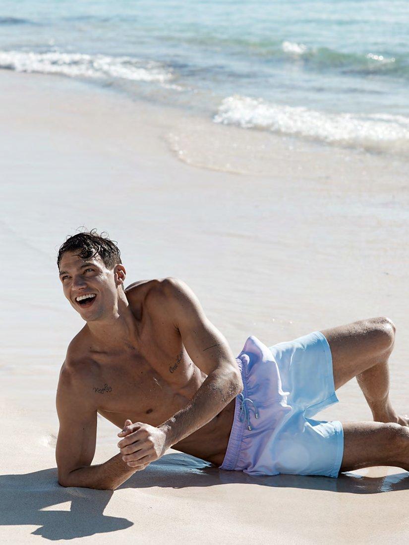 Product image 5 of 5, which shows Panos Emporio Classic Dipdye Swim Shorts, Lilac, S