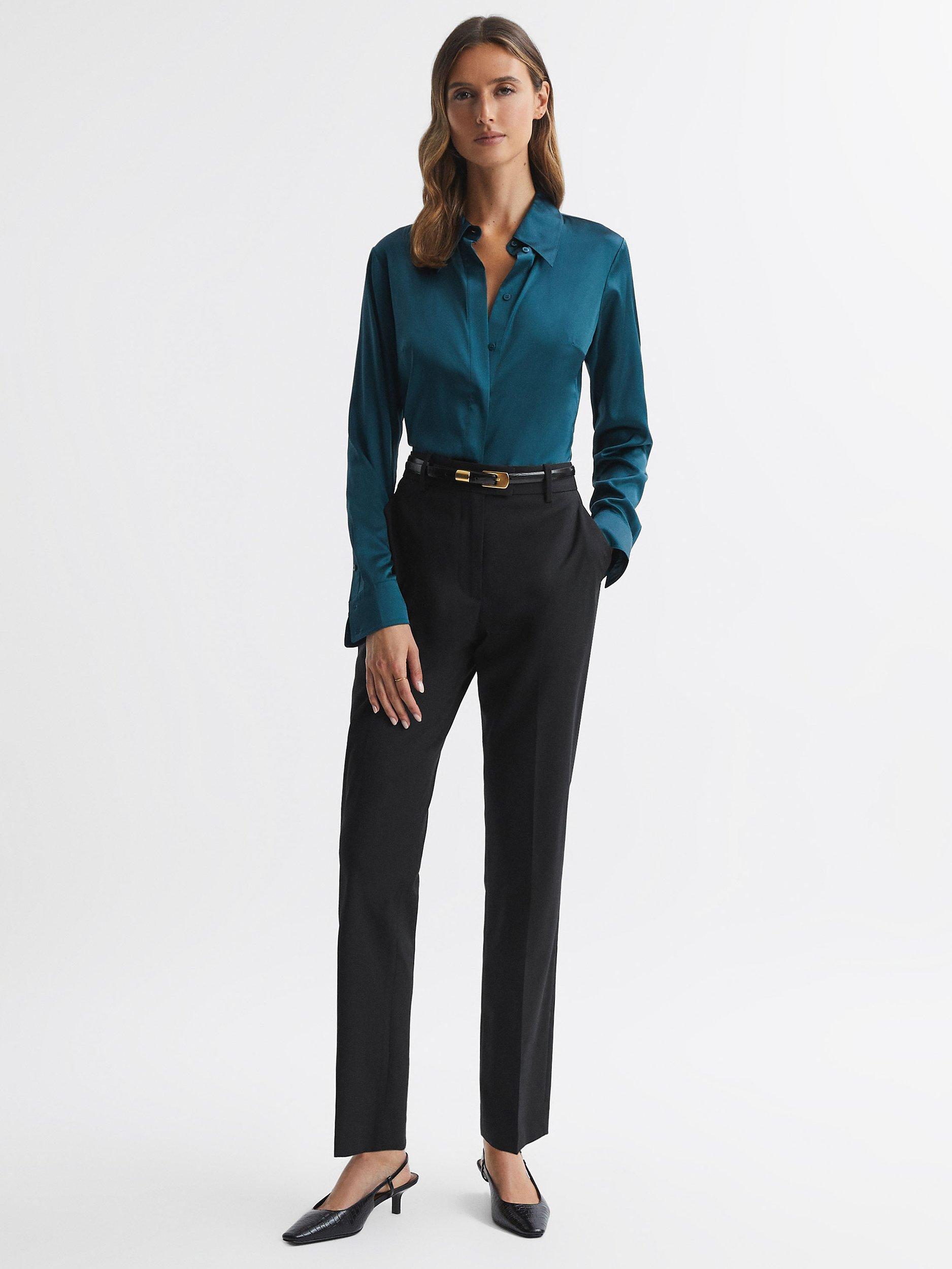 Reiss Petite Sonny Premium Slim Fit Wool Tailored Trousers, Black