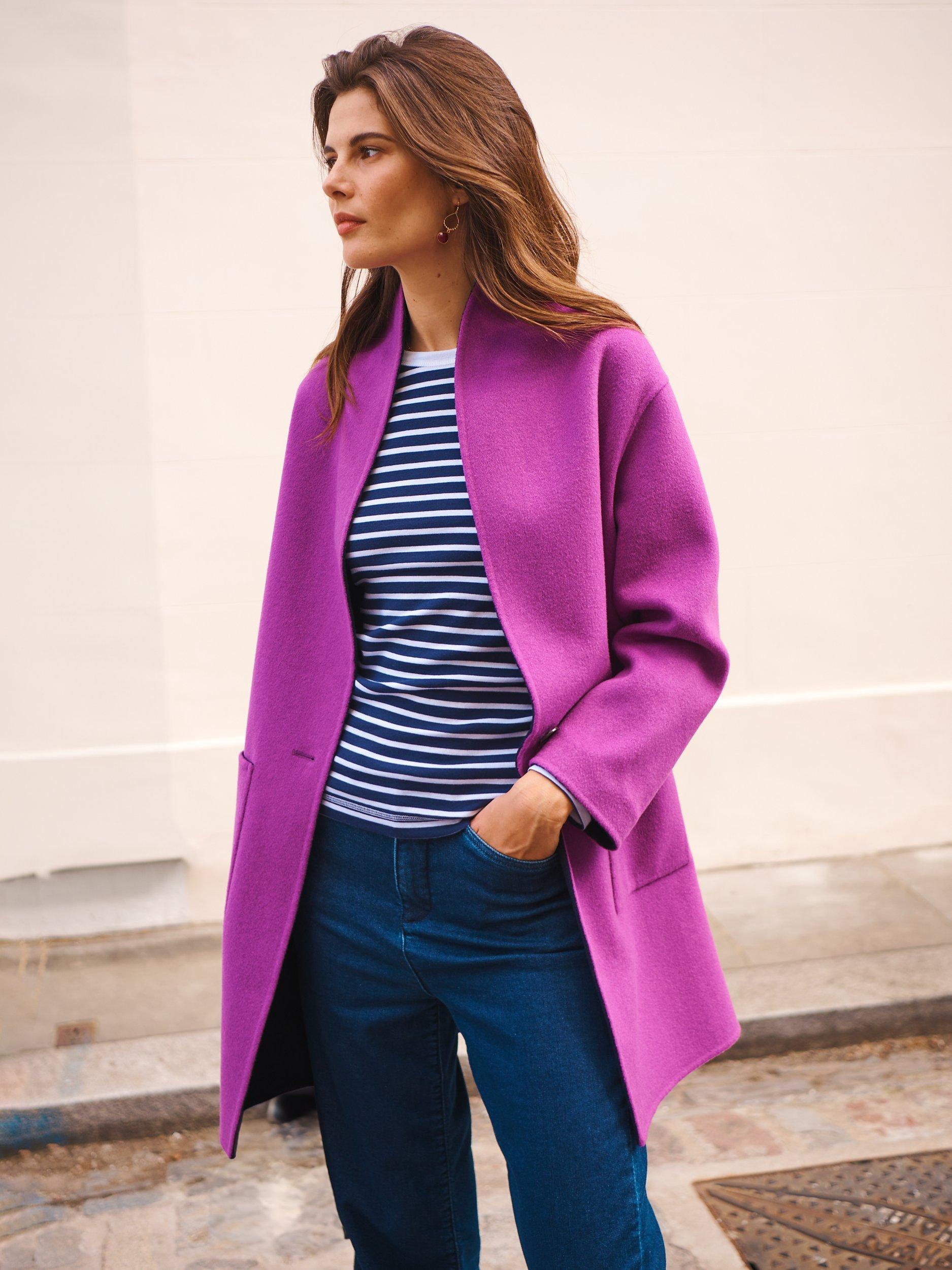 NRBY Deedee Wool Blend Reversible Coat, Hyacinth/Navy
