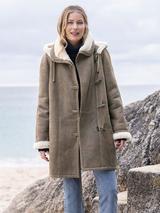 Celtic Co. Sheepskin Lightweight Duffle Coat Brown Ecru
