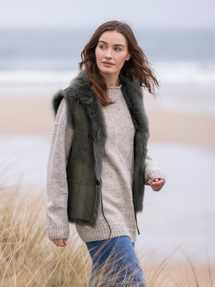 Celtic & Co. Toscana Sheepskin Gilet, Olive
