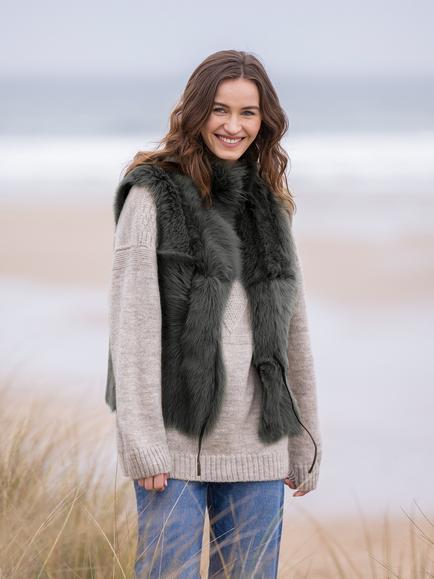 Celtic & Co. Toscana Sheepskin Gilet - view 2, Olive