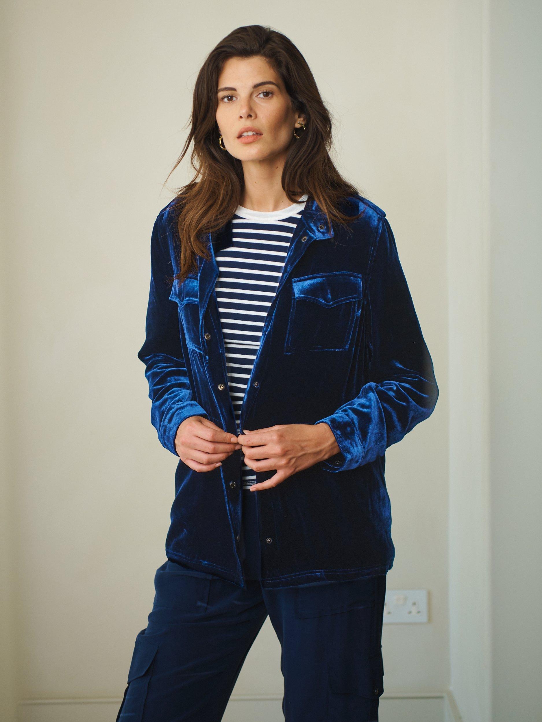 NRBY Una Velvet Utility Shacket, Midnight