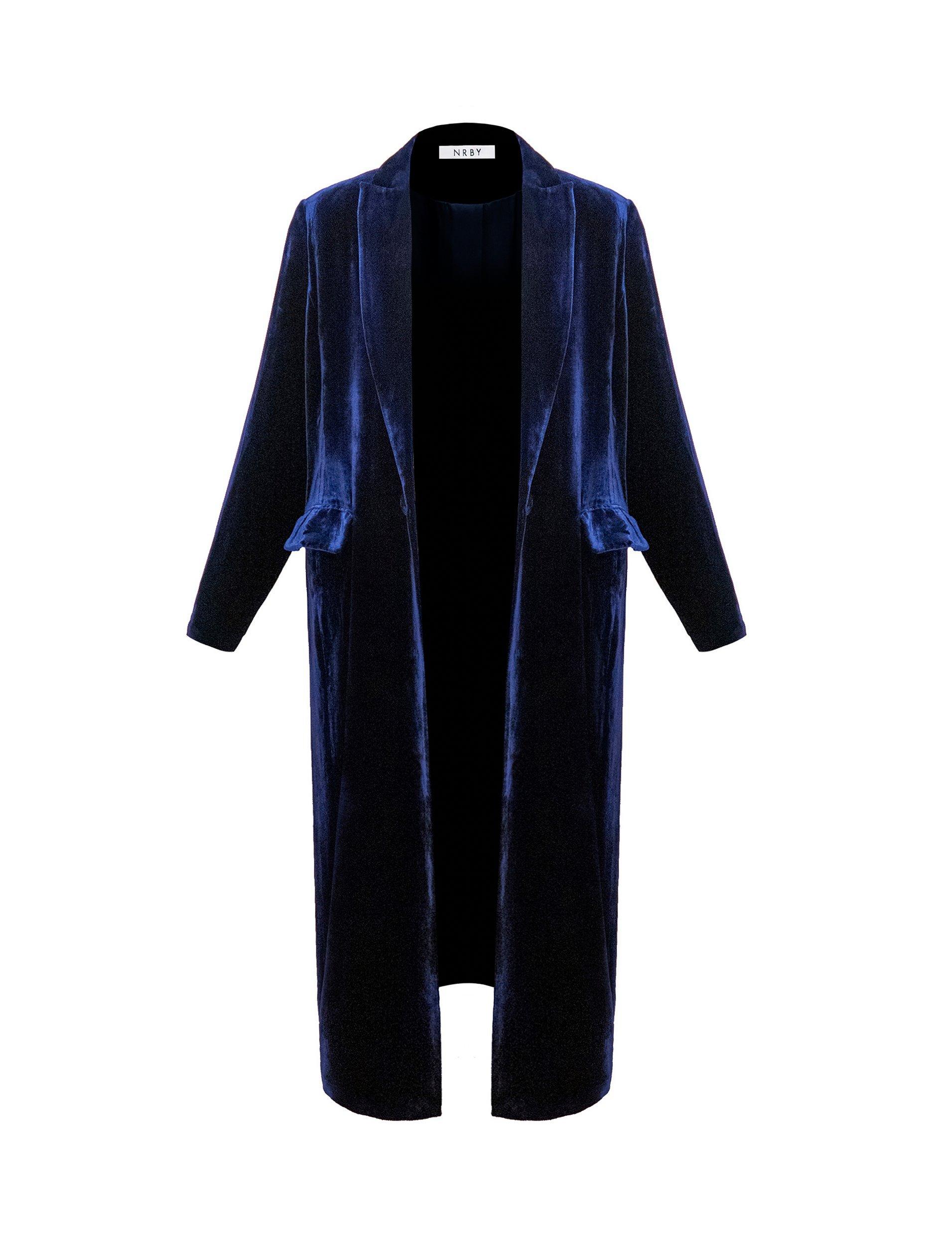 Product image 7 of 8, which shows NRBY Odette Silk Blend Opera Coat, Midnight, M