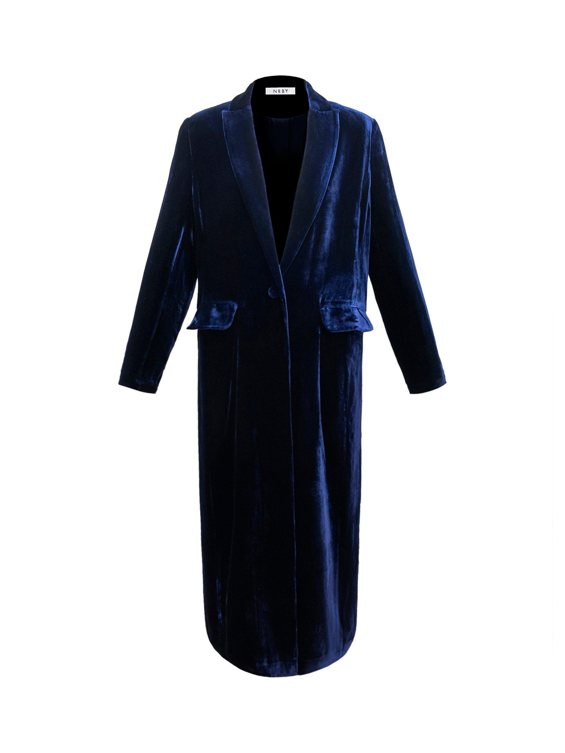 Product image 8 of 8, which shows NRBY Odette Silk Blend Opera Coat, Midnight, M