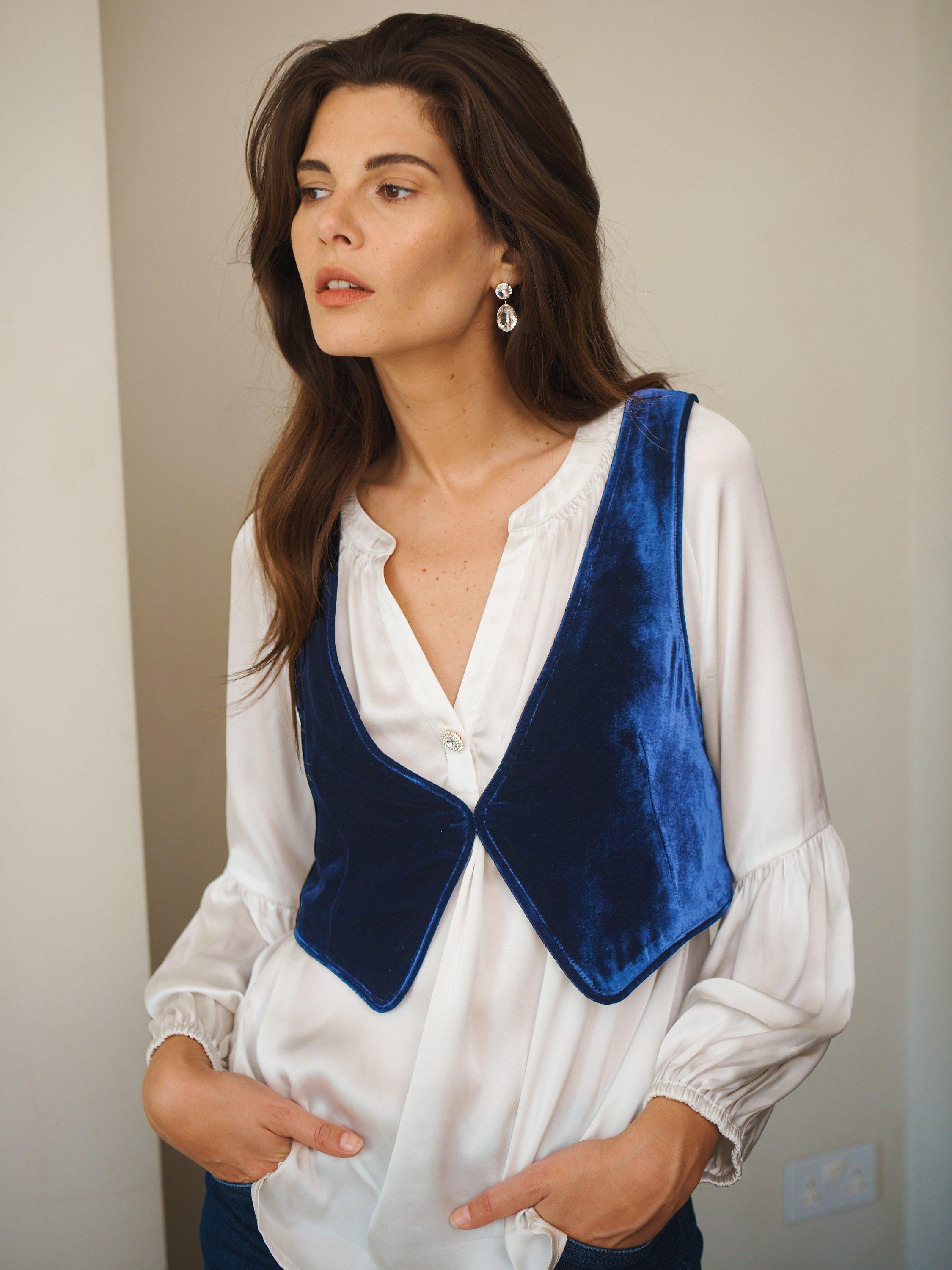 NRBY Whitney Velvet Waistcoat, Navy