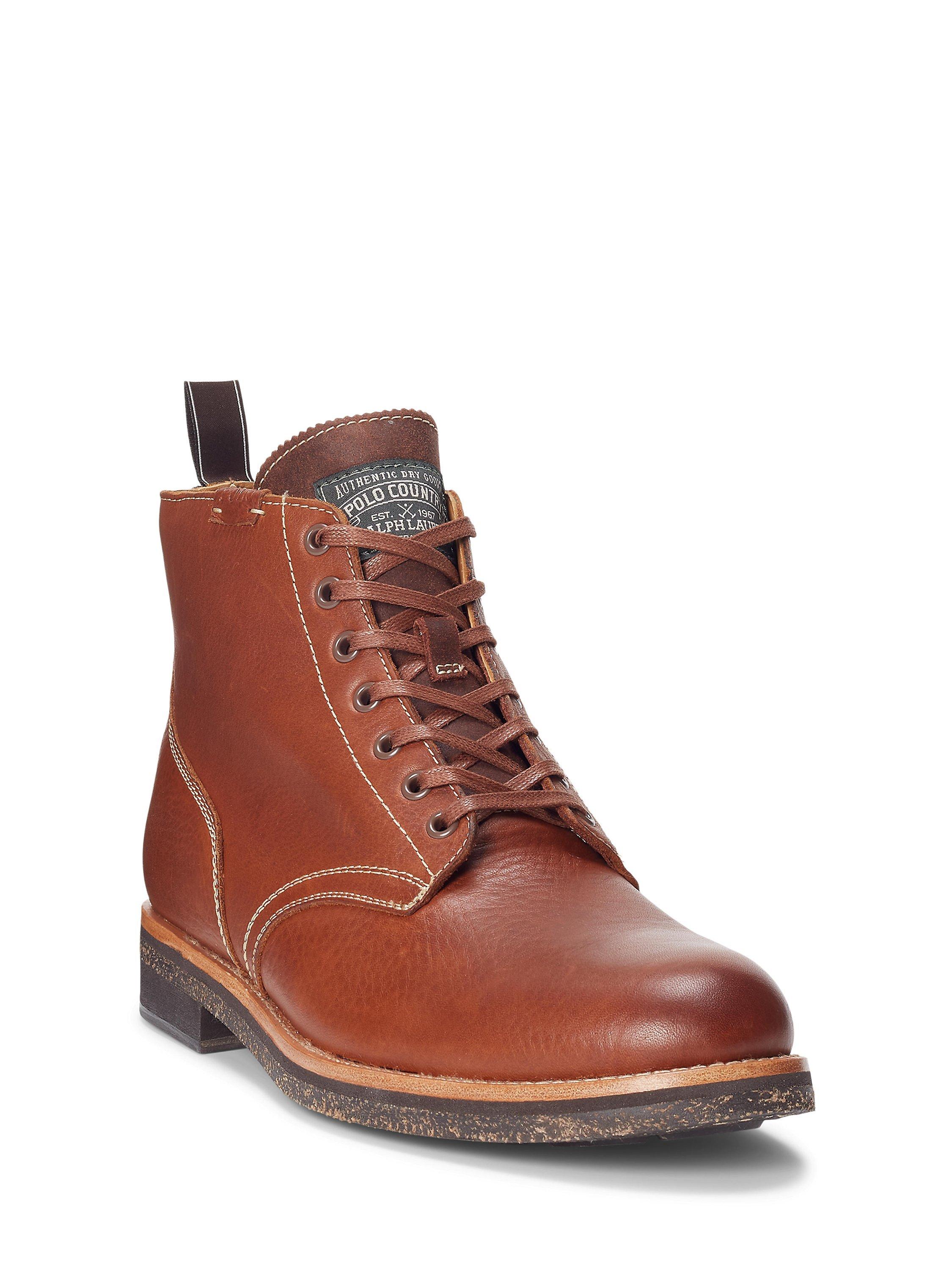 Ralph Lauren Tumbled Leather Boots Brown