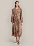 Ghost Ava Paisly Midi Dress, Khaki