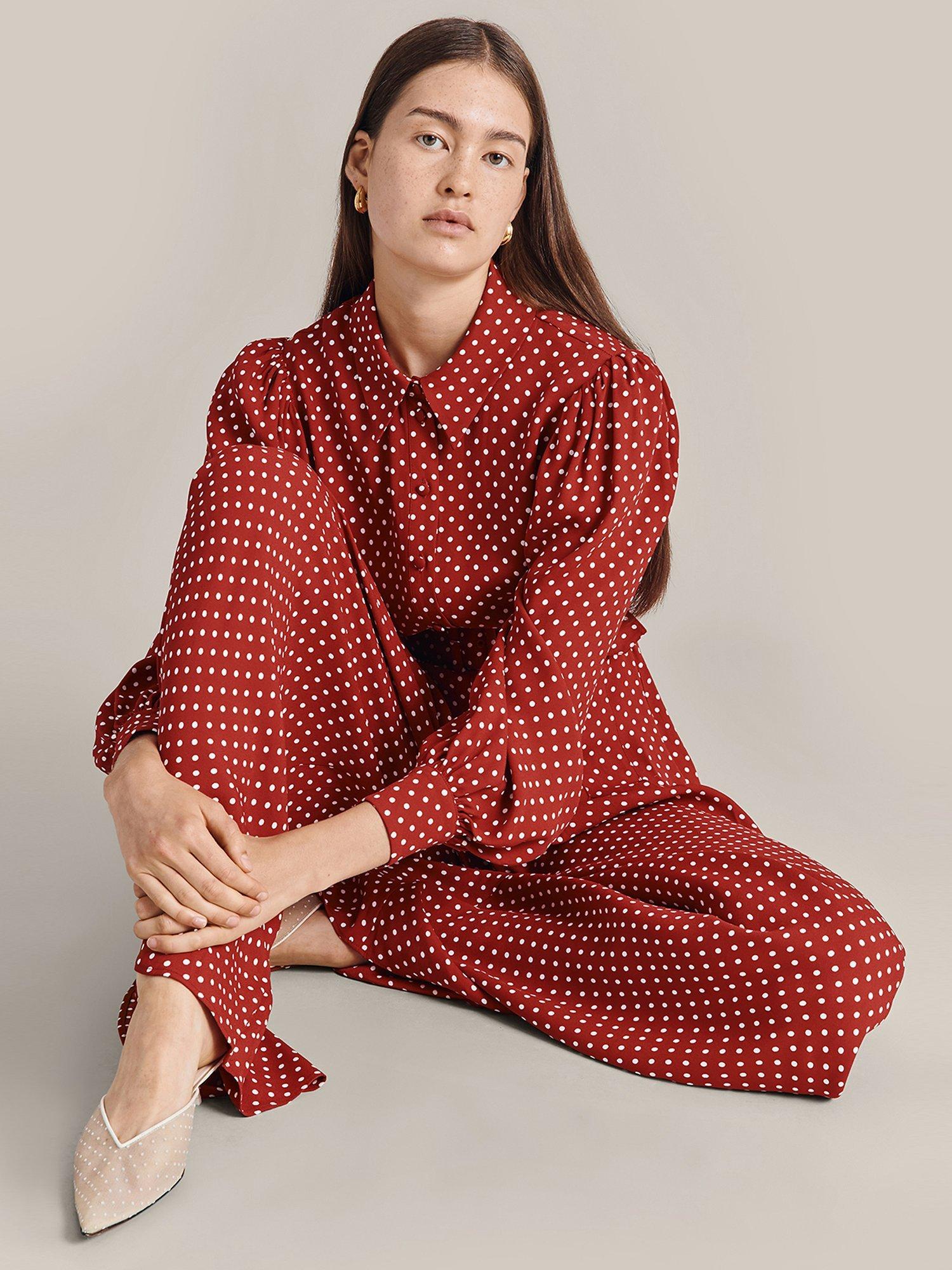 Ghost Flora Spot Print Jumpsuit, Red Spot