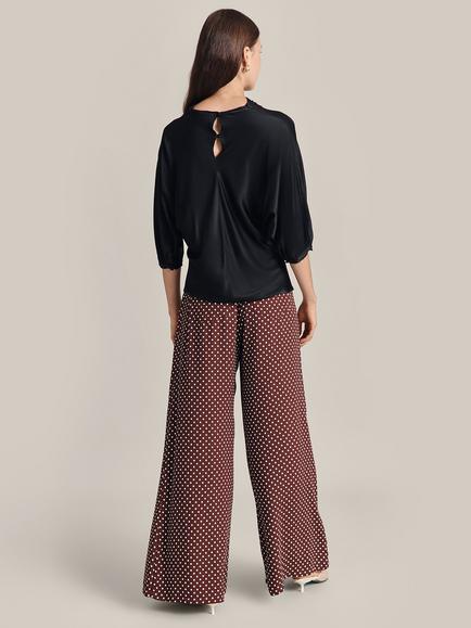 Ghost Ella Puff Sleeve Satin Blouse - view 2, Black