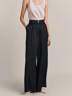 Ghost Sadie Wide Leg Satin Trousers, Black