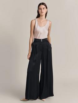 Ghost Sadie Wide Leg Satin Trousers - view 2, Black