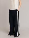 Ghost Mila Side Stripe Palazzo Trousers, Black/Ivory