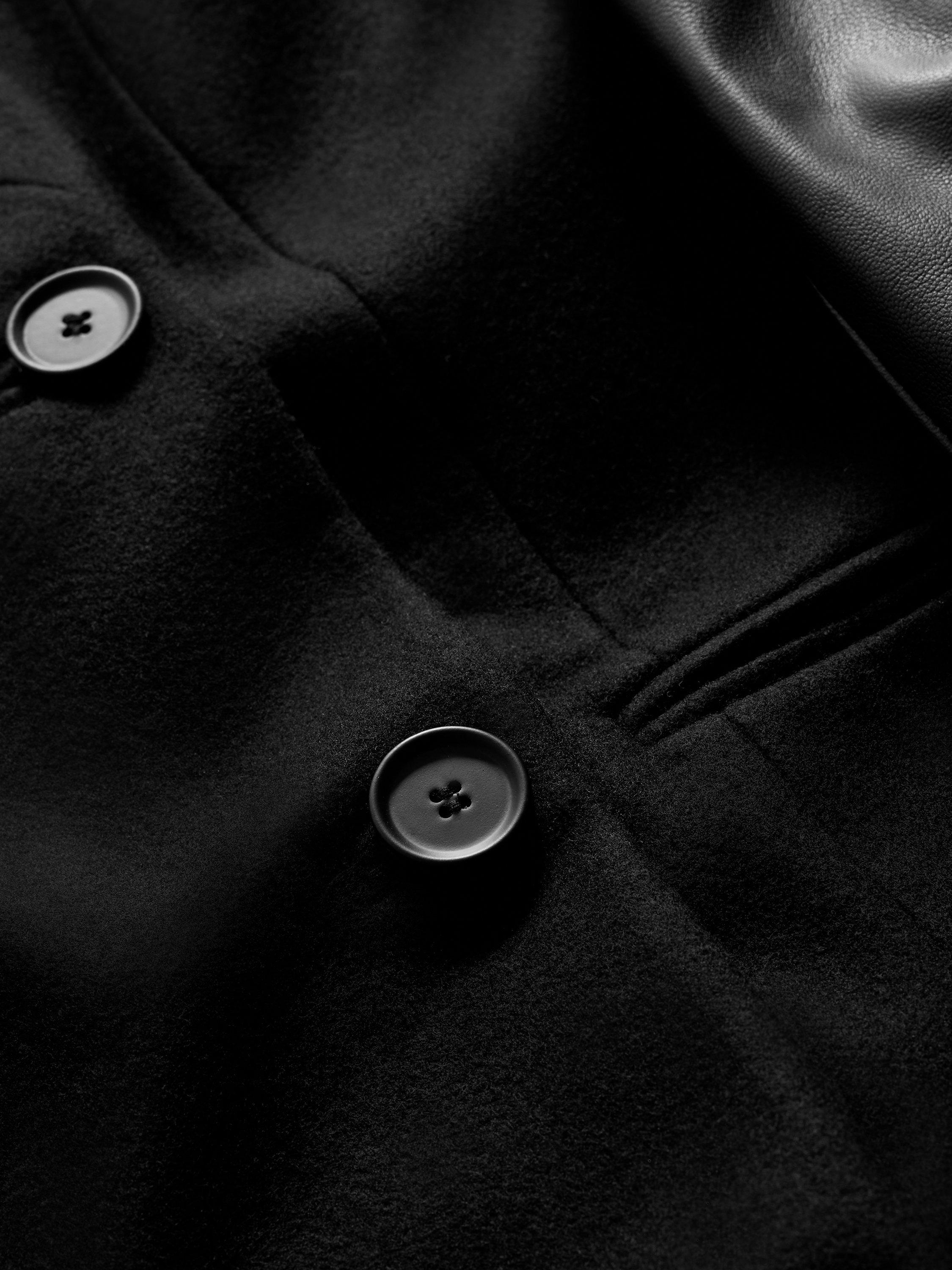 AllSaints Sidney Leather and Wool Coat, Black AllSaints Sidney Leather and Wool Coat, Black
