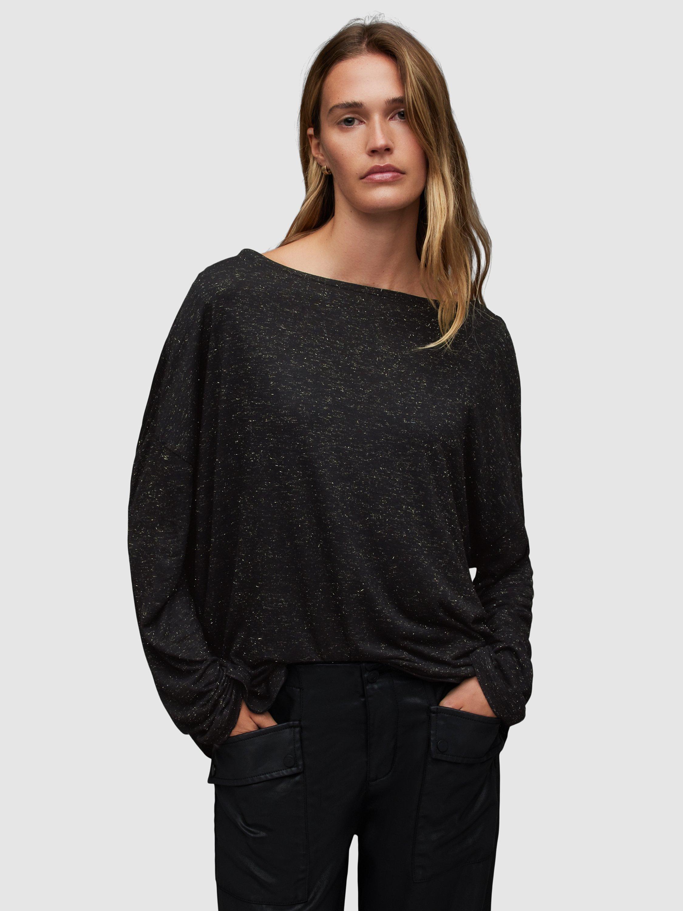 AllSaints Rita Shimmer Top, Black