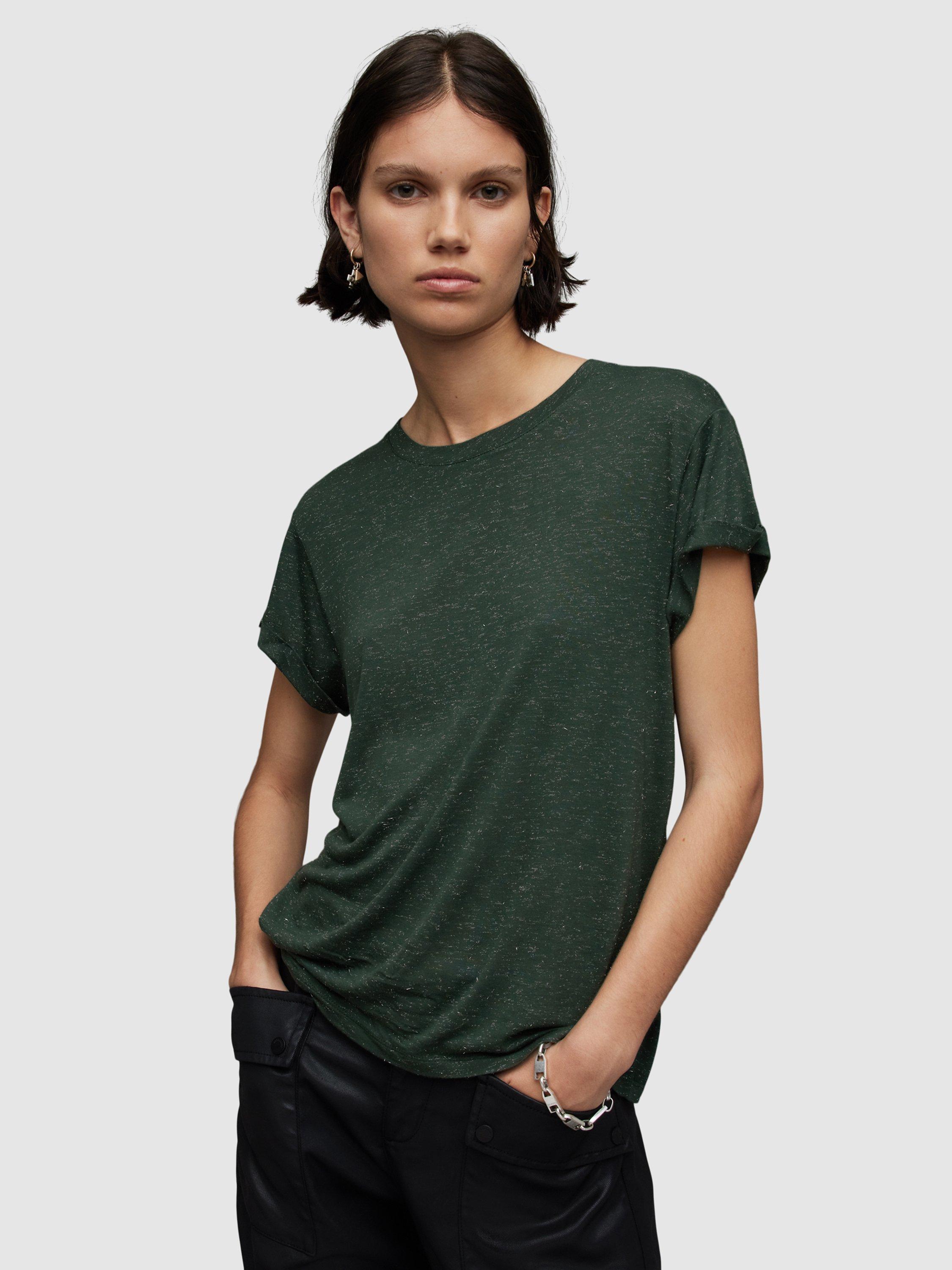 AllSaints Anna Shimmer Top, Sycamore Green
