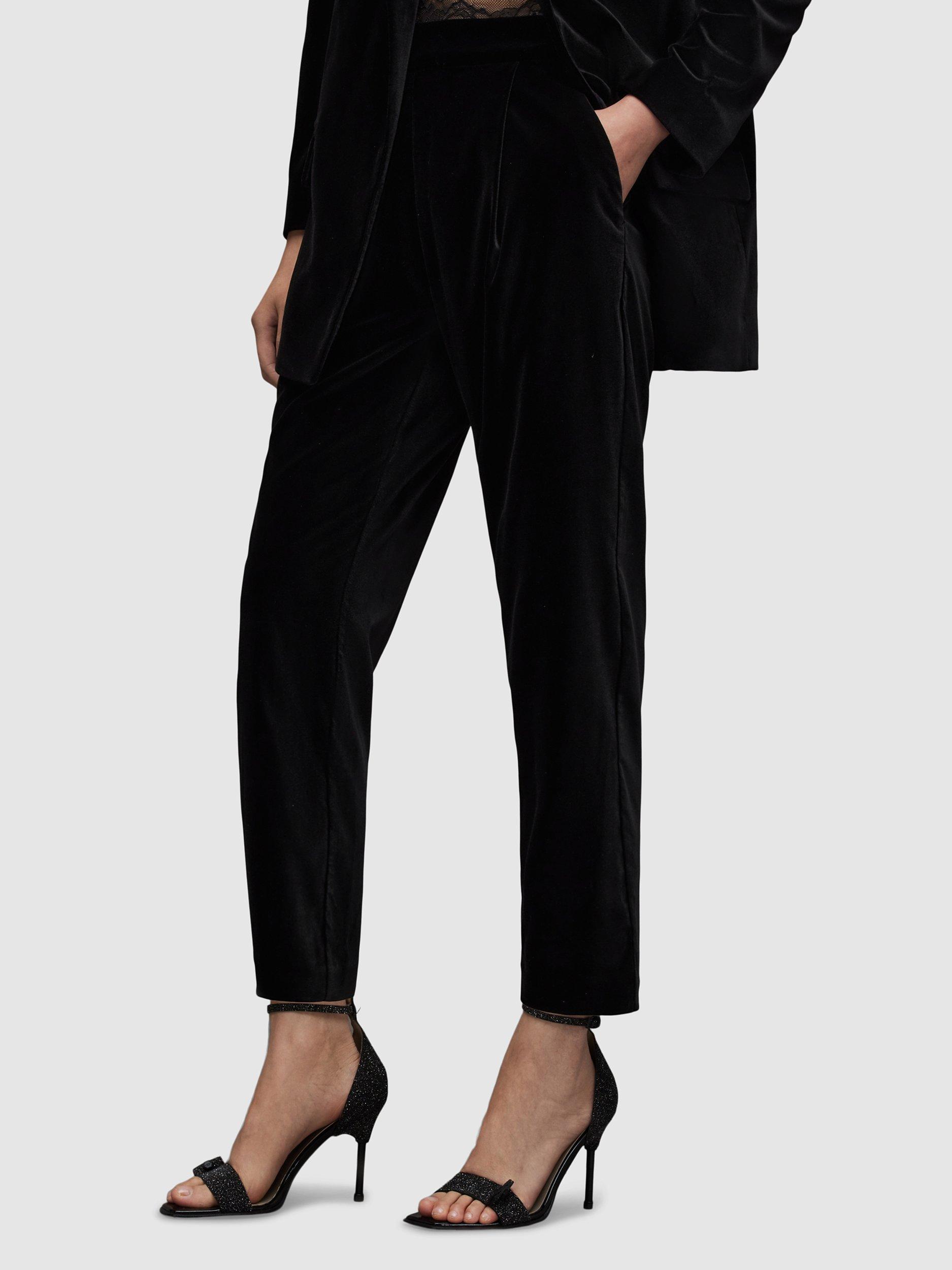 AllSaints Aleida Velvet Trousers, Black