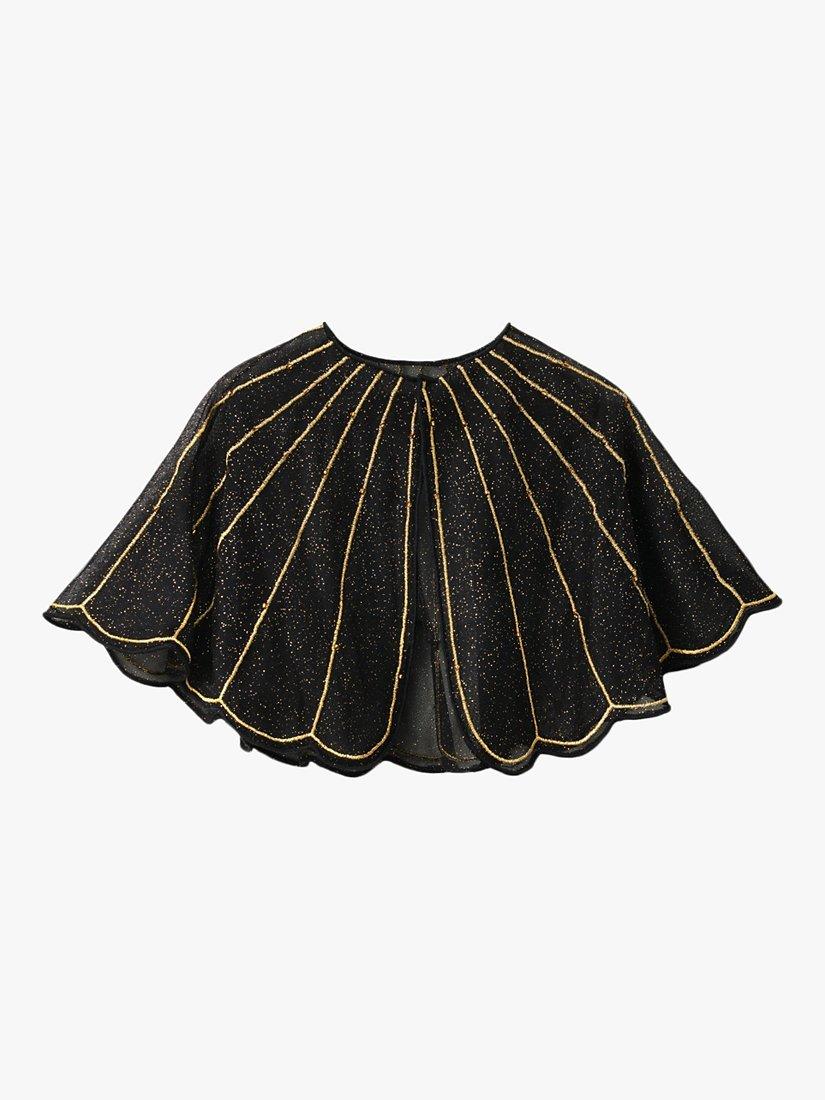 Stych Kids' Scallop Tulle Sparkle Cape, Black, One Size
