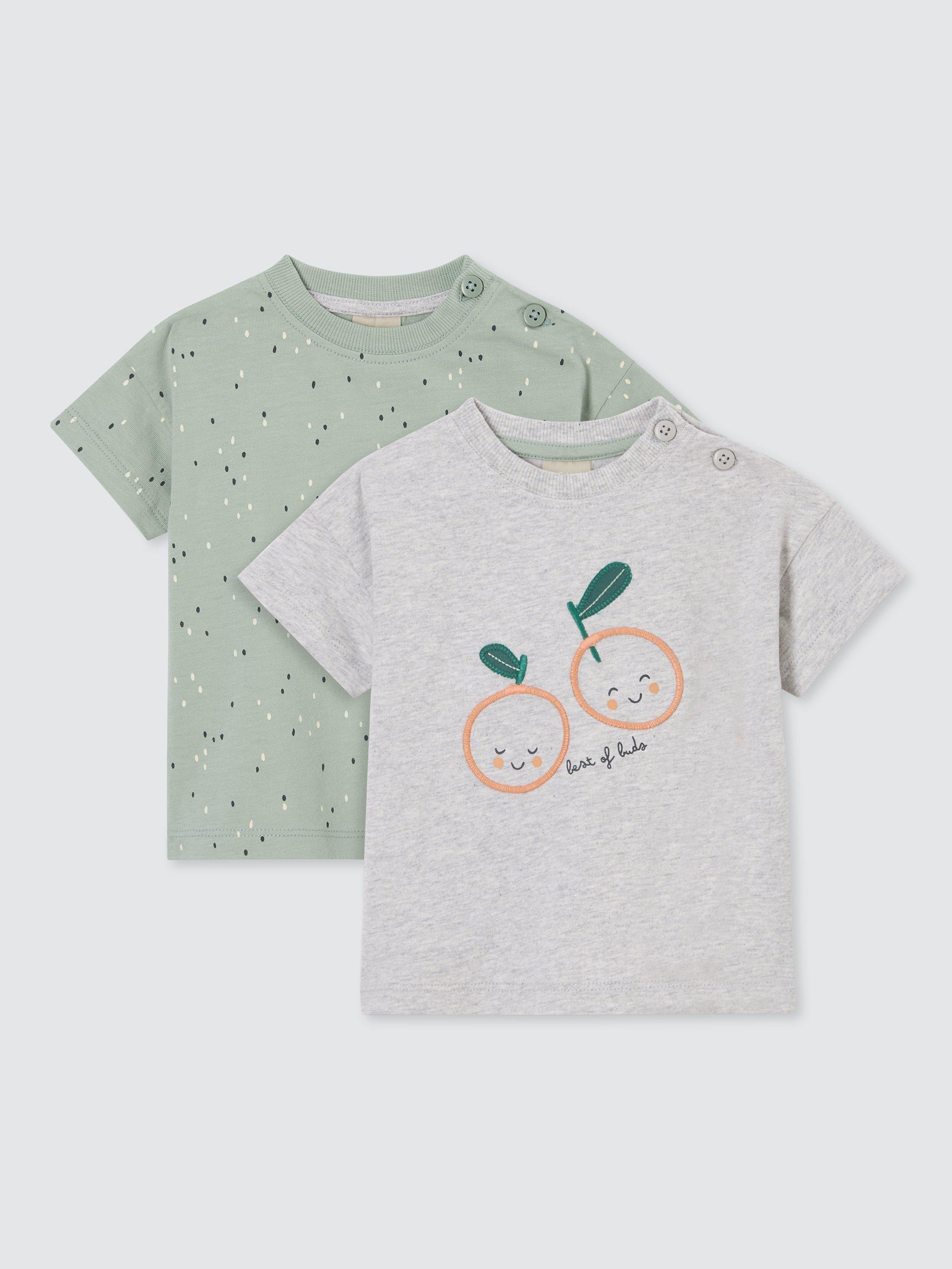 John Lewis Baby Oranges Spot T-Shirt, Pack of 2, Multi