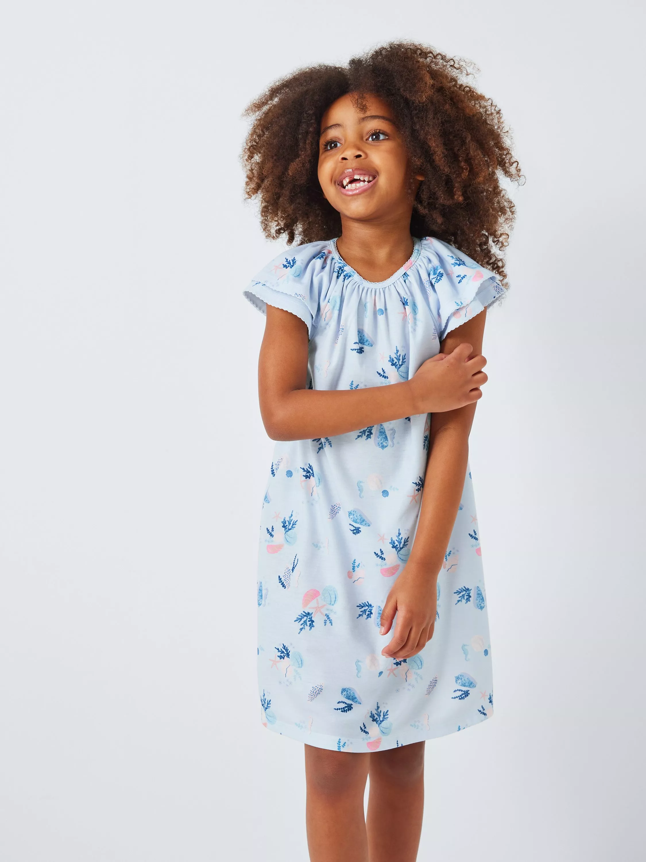 John Lewis Kids Shell Print Nightdress Blue Multi