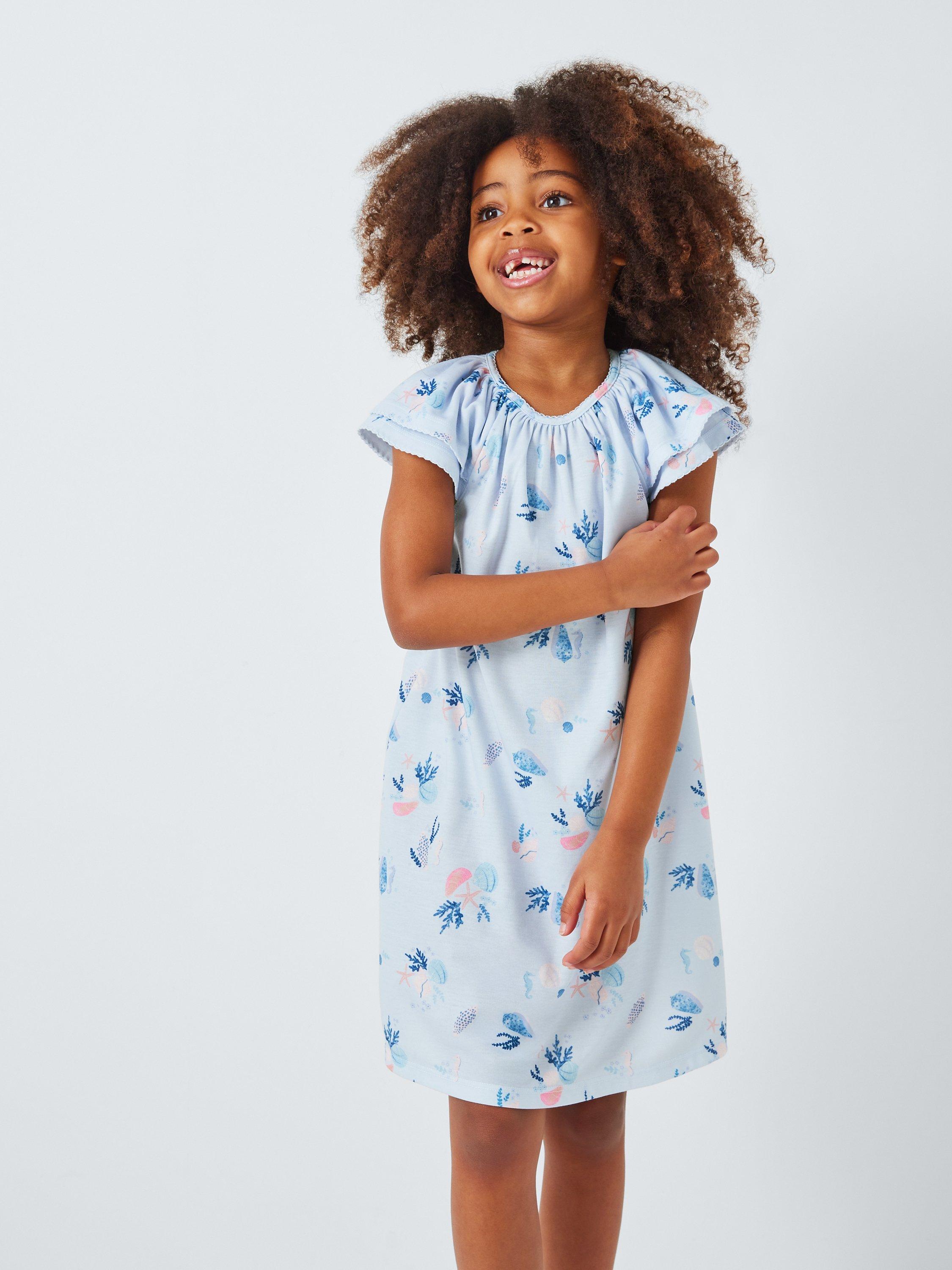 John Lewis Kids Shell Print Nightdress Blue Multi