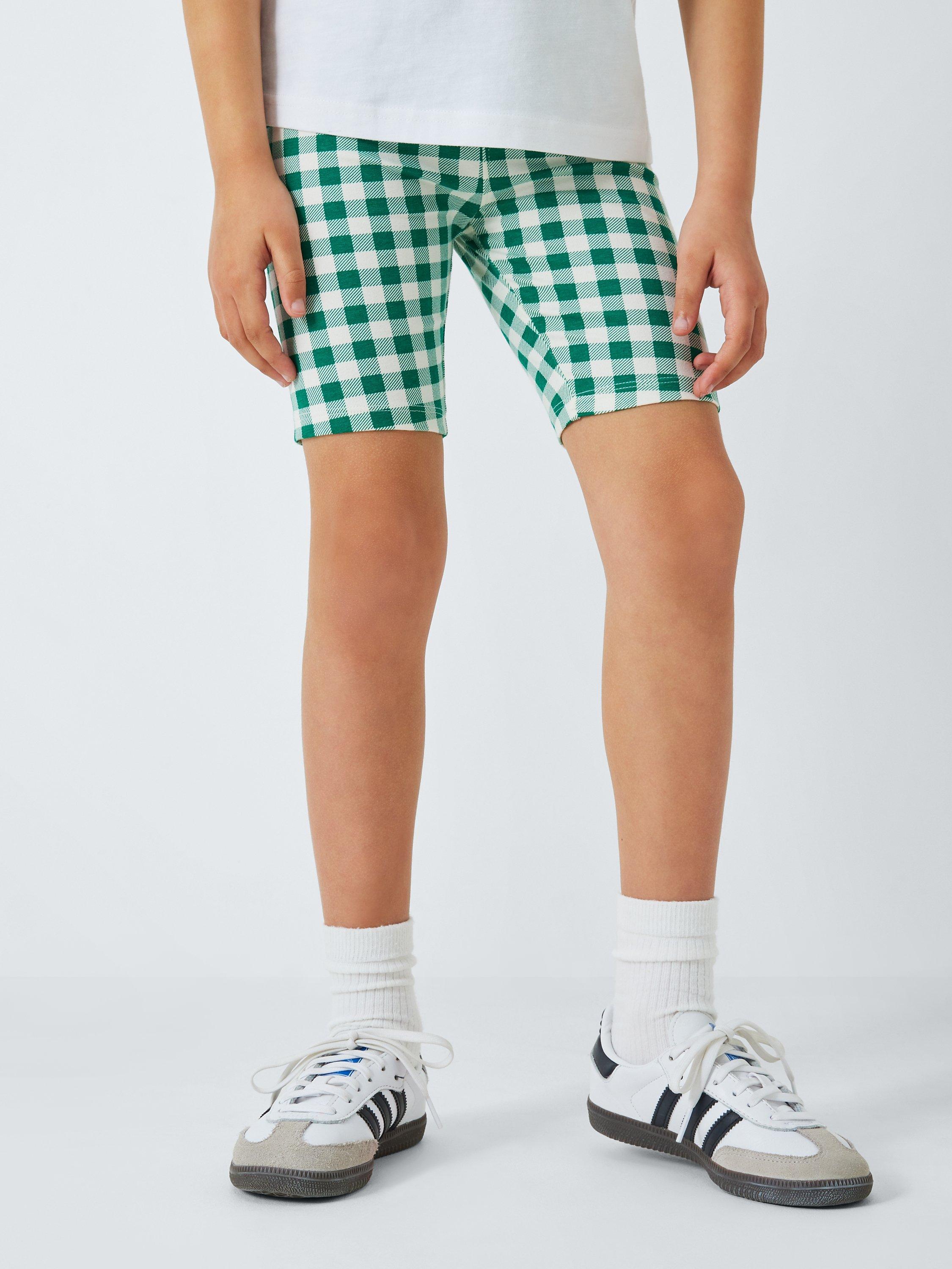 John Lewis ANYDAY Kids' Gingham Cycle Shorts, Lush Meadow