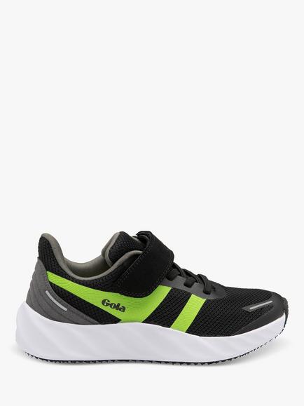 Gola Kids' Performance Veris EL Trainers, Black/Lime/Grey, Black/Lime/Grey