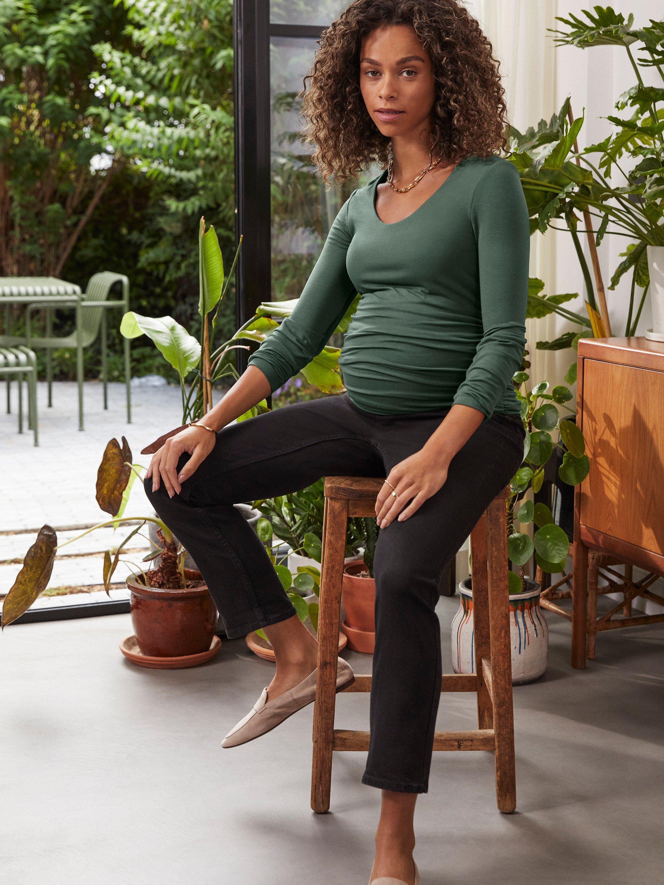 Product image 3 of 4, which shows Isabella Oliver The Essentials Maternity Scoop Top, Deep Khaki, 16-18