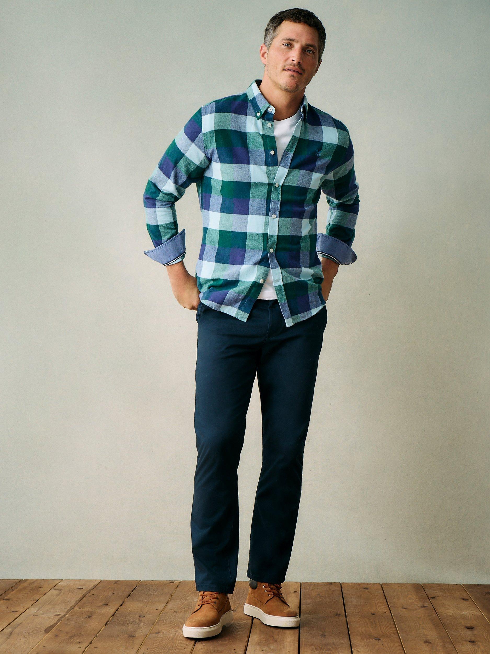 Crew Clothing Brushed Cotton Check Shirt, Navy Blue