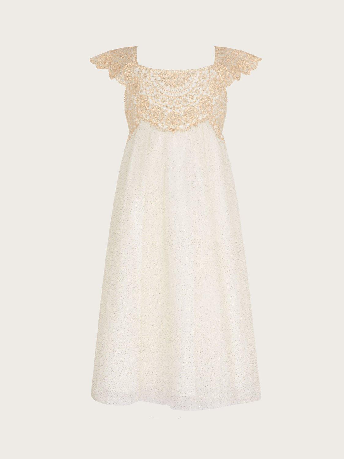 Product image 1 of 3, which shows Monsoon Kids' Estella Dress, Gold, 3 years