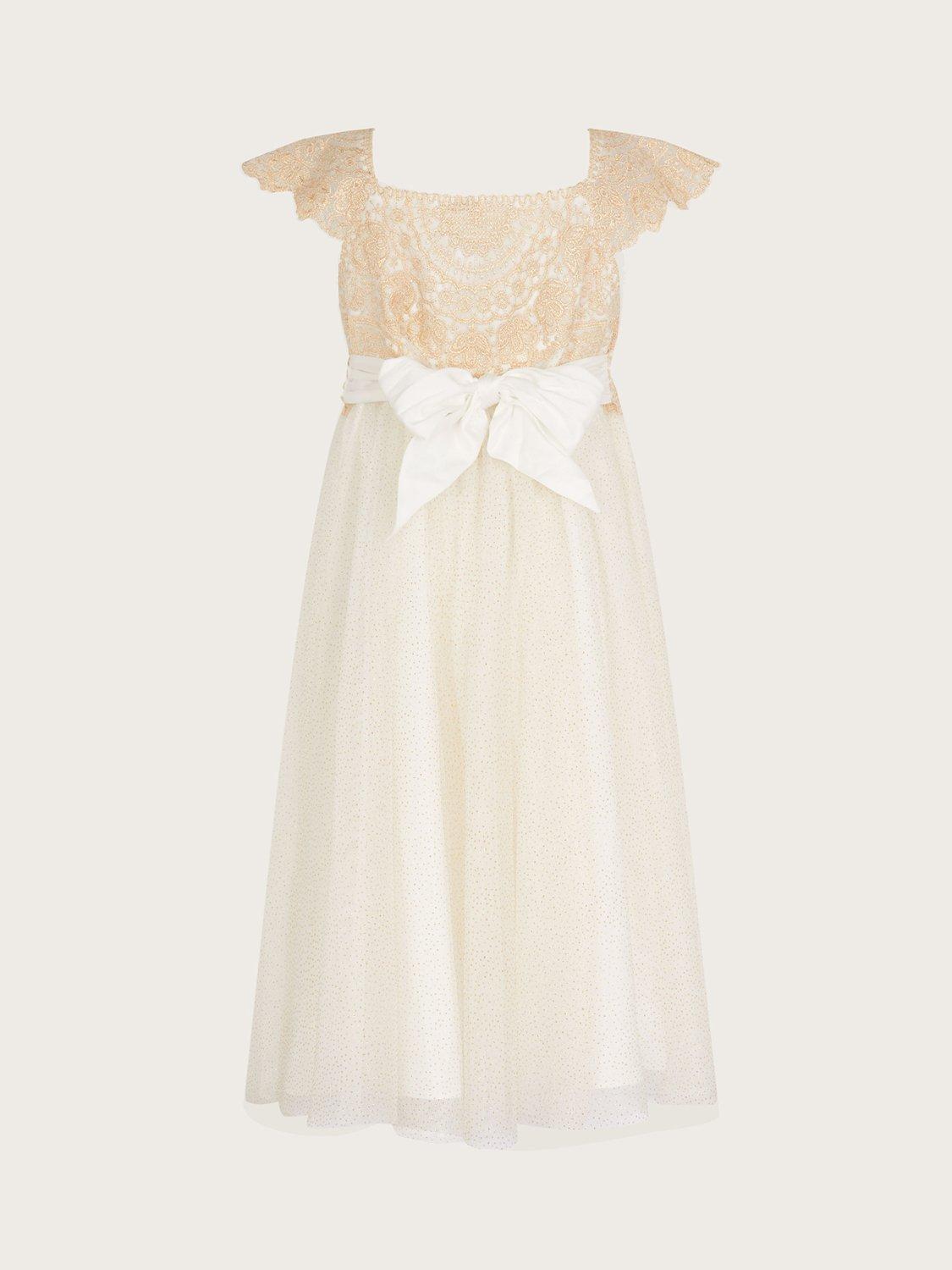 Product image 2 of 3, which shows Monsoon Kids' Estella Dress, Gold, 3 years